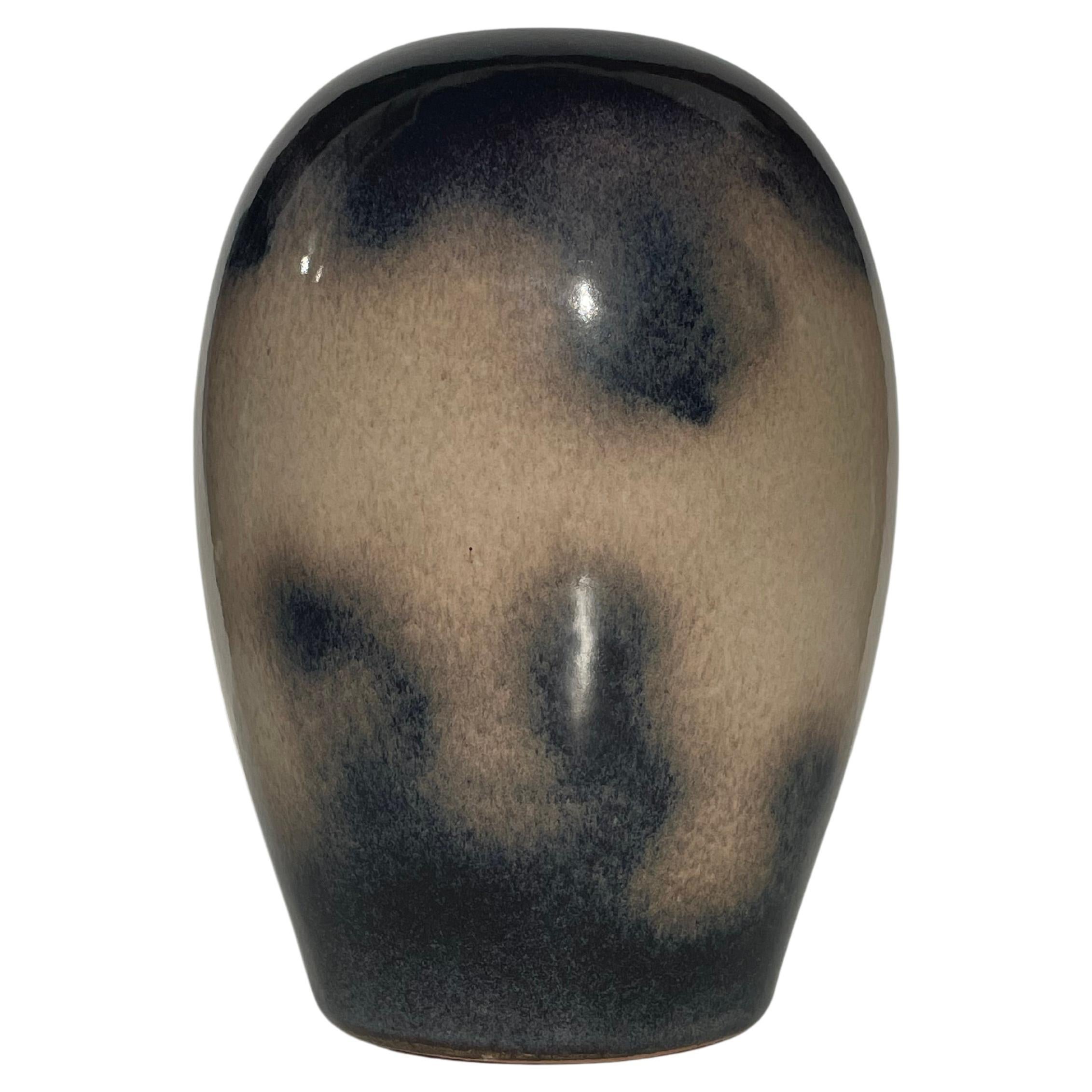 Midcentury Ceramic Vase with Cloudy Glazed Decor For Sale