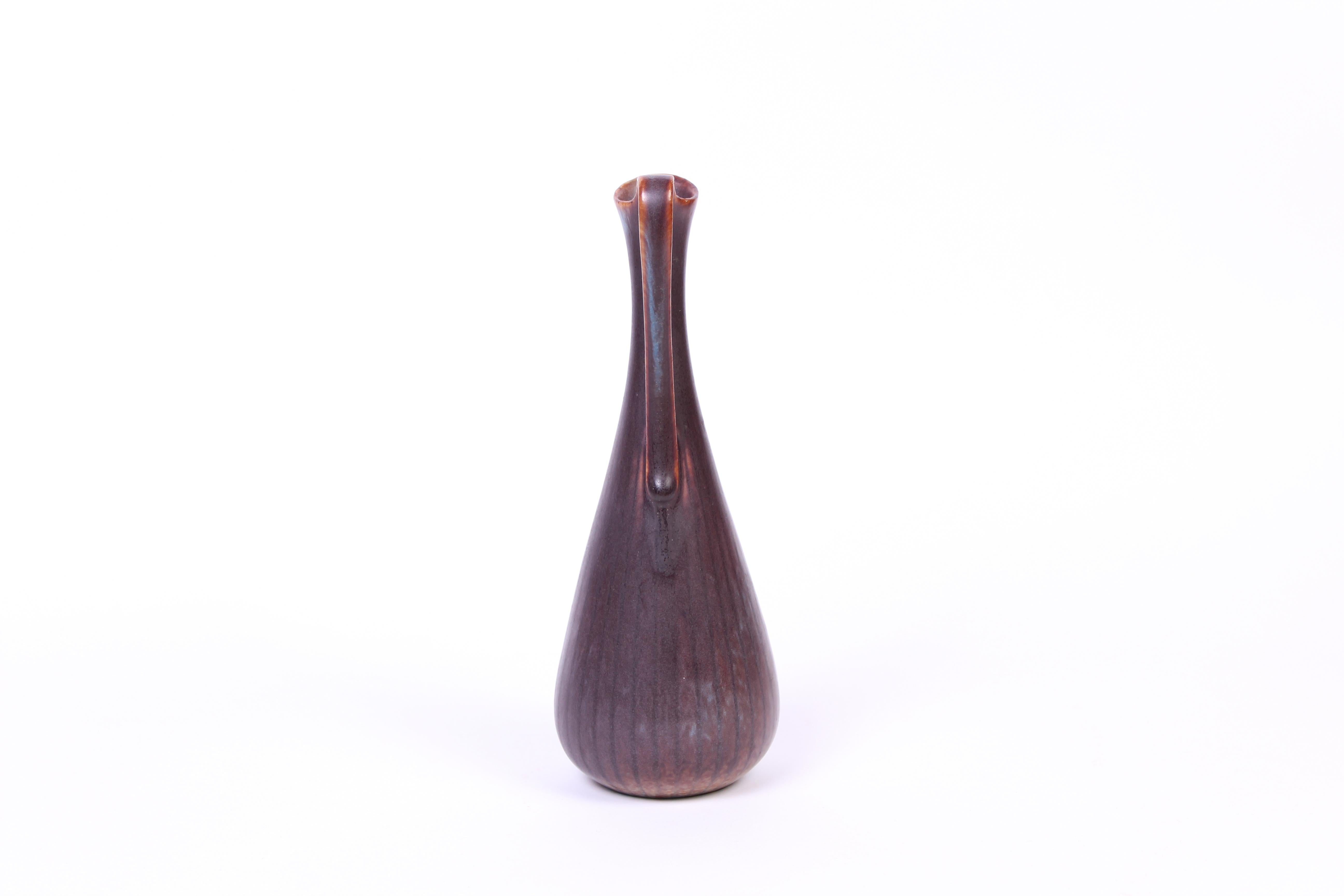 Mid-20th Century Midcentury Ceramic Vase with Handle by Gunnar Nylund for Rörstrand For Sale