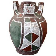 Vaso in ceramica di metà secolo con motivo a figura umana di Accolay, anni '50 circa