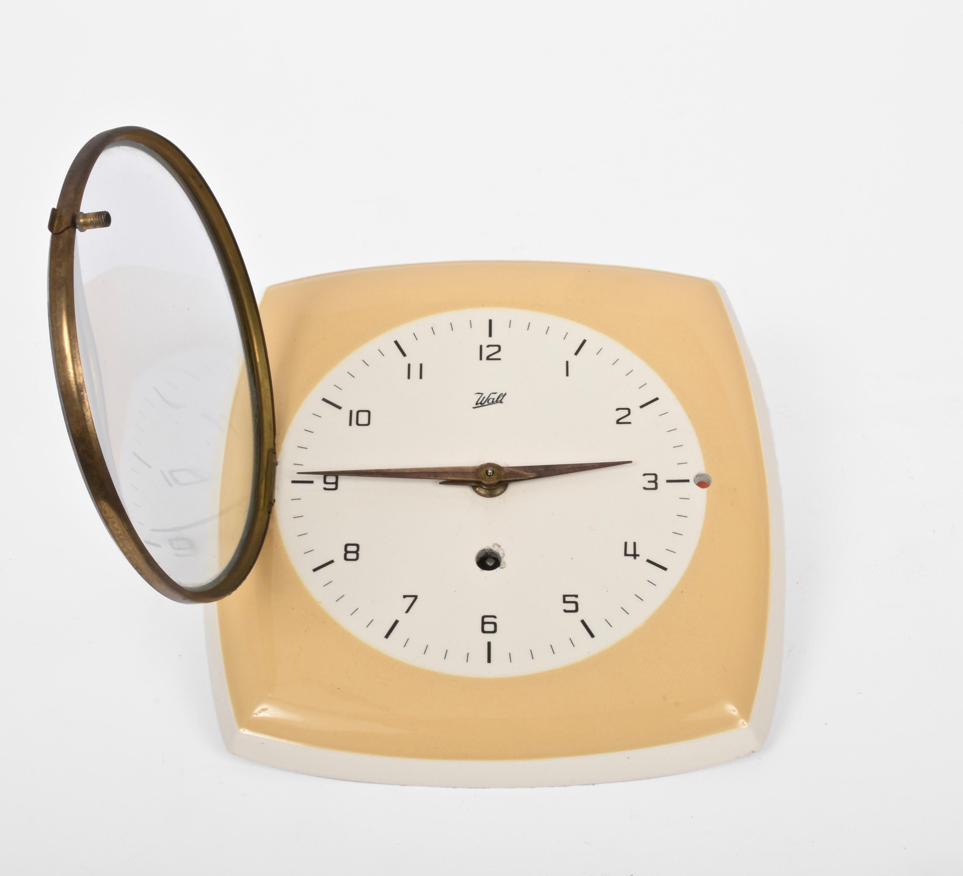 Mid-Century Modern Midcentury Ceramic Wall Clock by Walt, Germany, 1950s