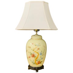 Midcentury Ceramic with Flower Design Table Lamp