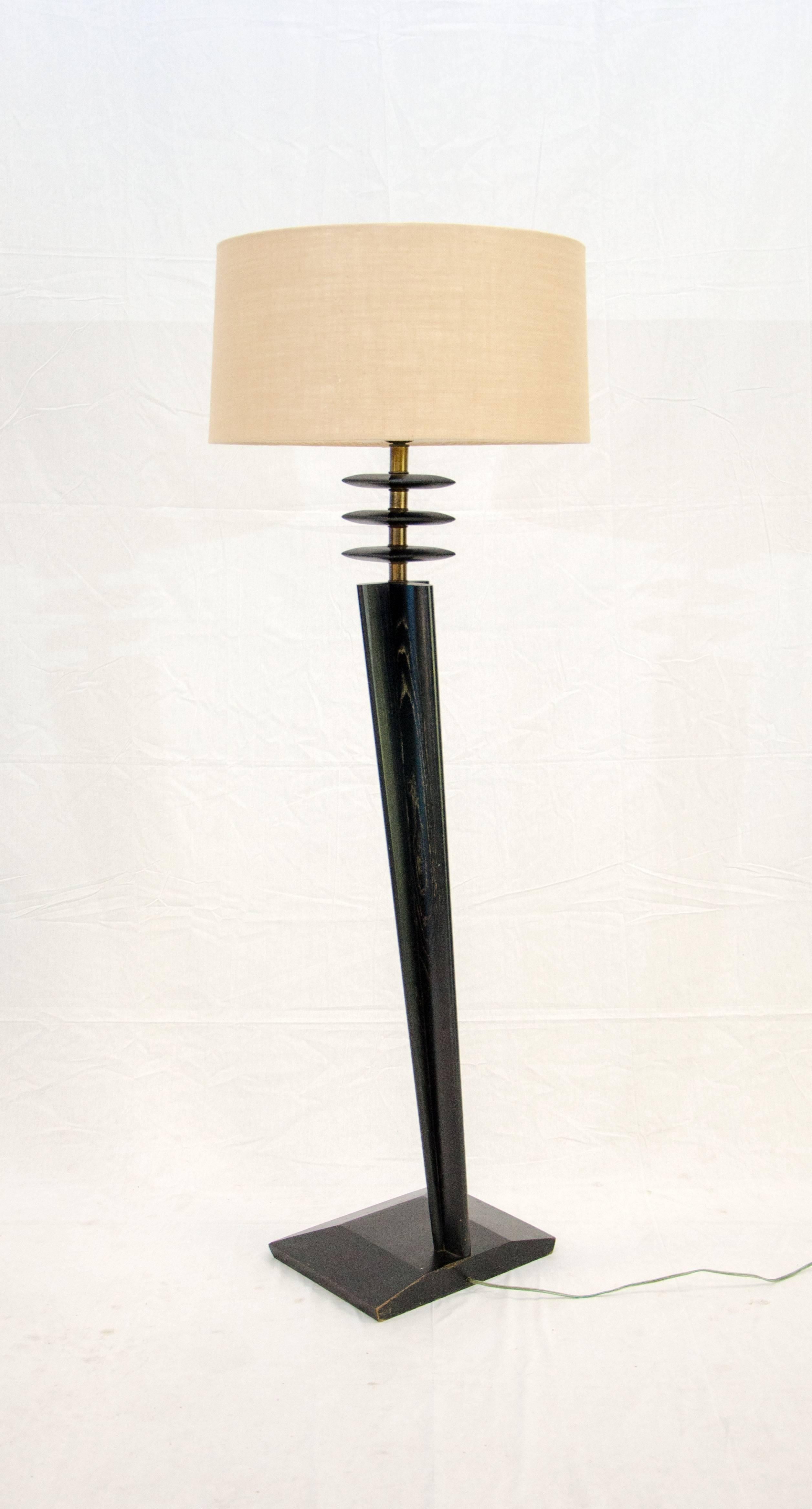 Mid-Century Modern Midcentury Cerused Black Floor Lamp