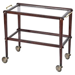 Carrello da bar in legno e vetro di Cesare Lacca, 1950