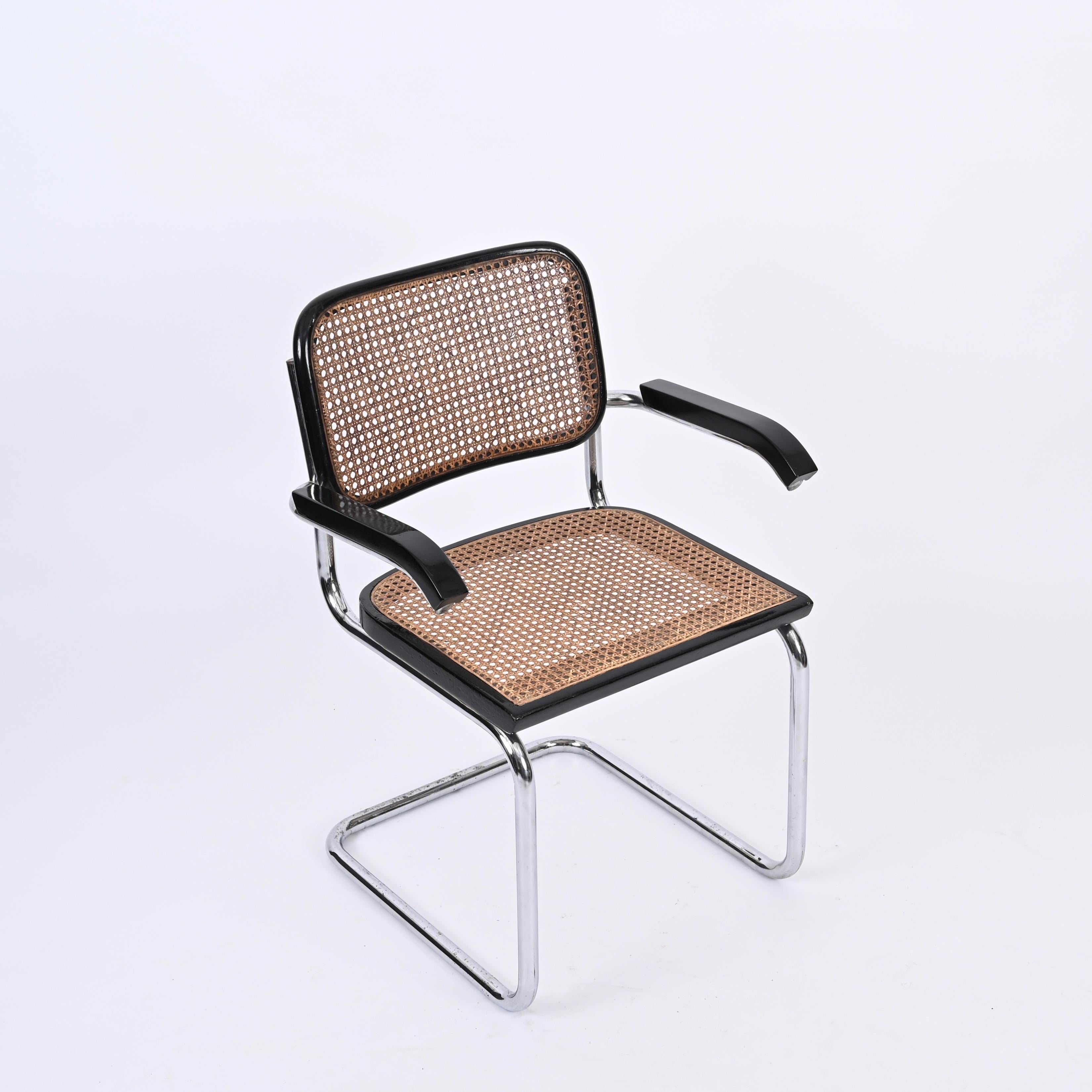 MidCentury Cesca Armchair in Chrome and Straw by Marcel Breuer for Gavina, 1960s For Sale 7