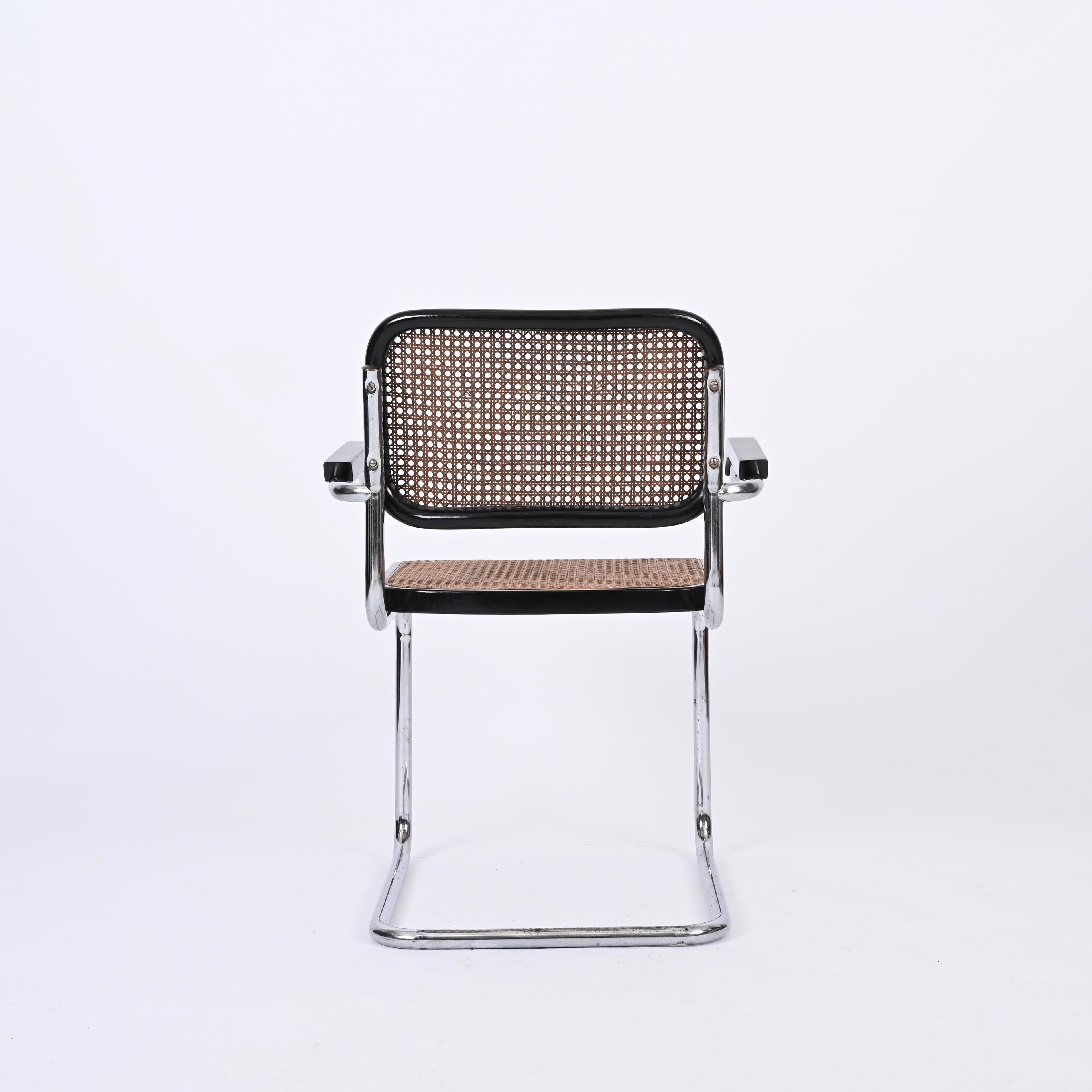 MidCentury Cesca Armchair in Chrome and Straw by Marcel Breuer for Gavina, 1960s For Sale 6