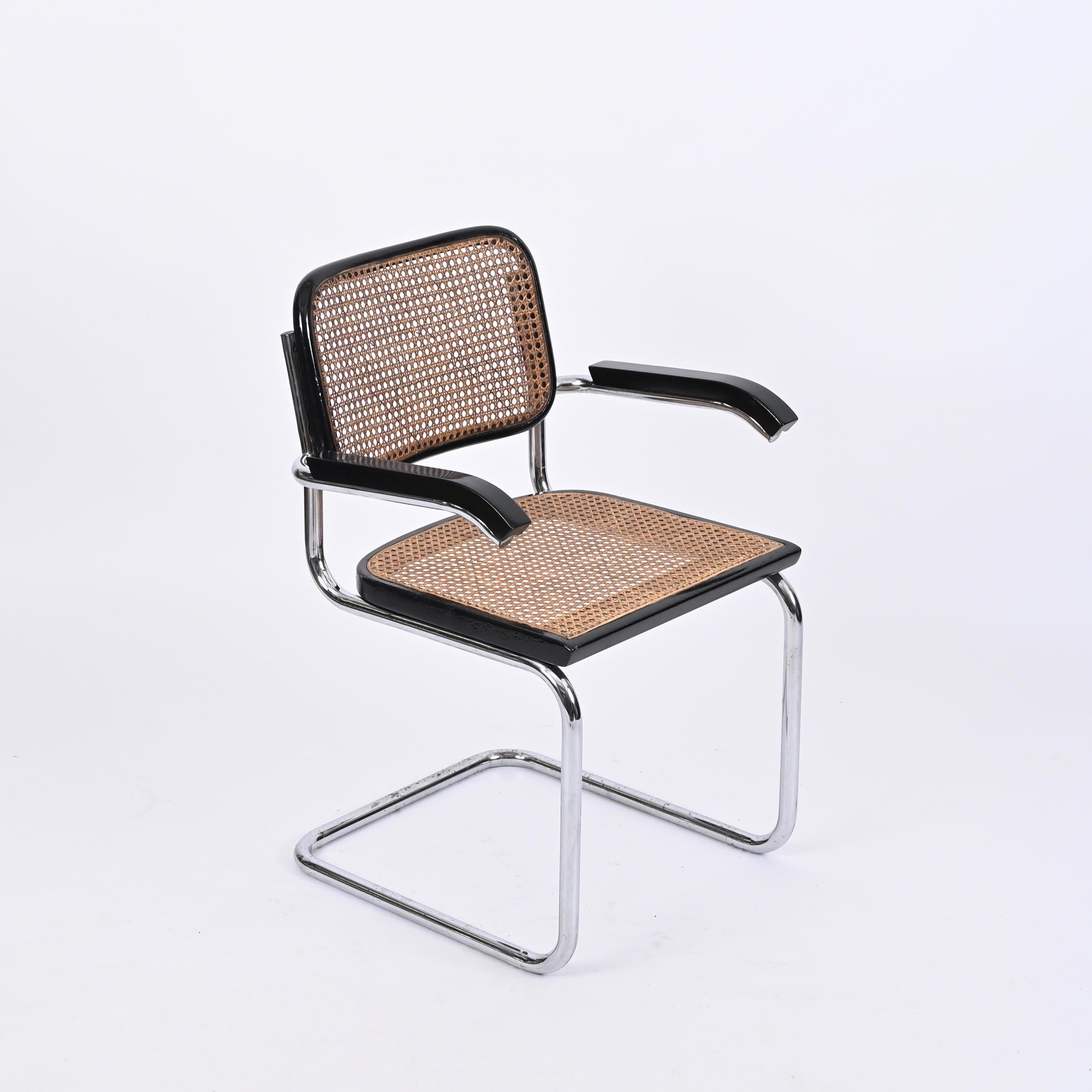 MidCentury Cesca Armchair in Chrome and Straw by Marcel Breuer for Gavina, 1960s For Sale 3