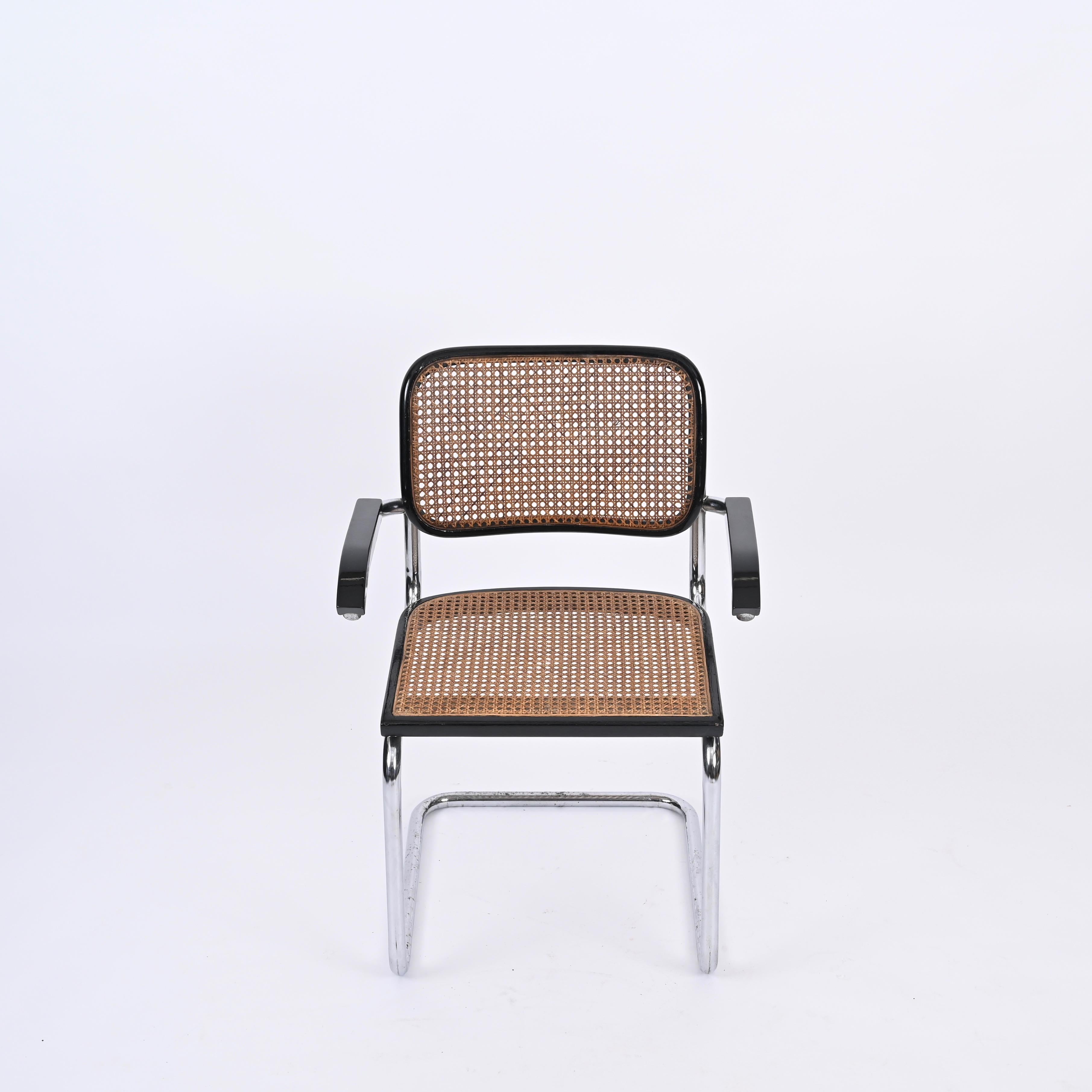 MidCentury Cesca Armchair in Chrome and Straw by Marcel Breuer for Gavina, 1960s For Sale 4