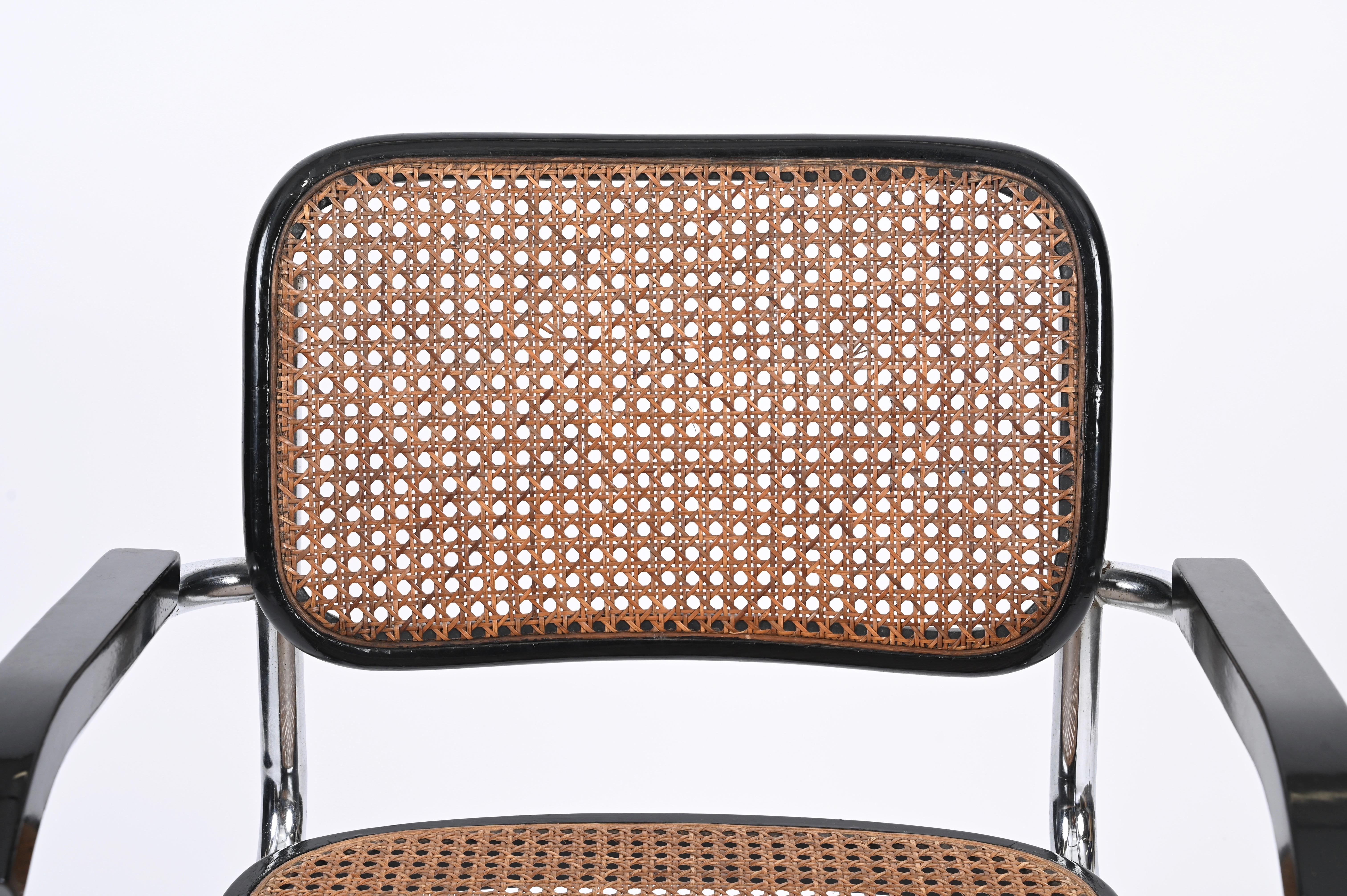 MidCentury Cesca Armchair in Chrome and Straw by Marcel Breuer for Gavina, 1960s For Sale 5