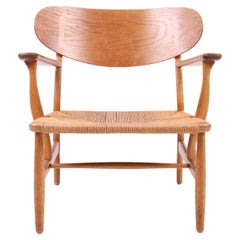 Midcentury CH-22 Lounge Chair in Teak and Oak by Hans Wegner, 1960s