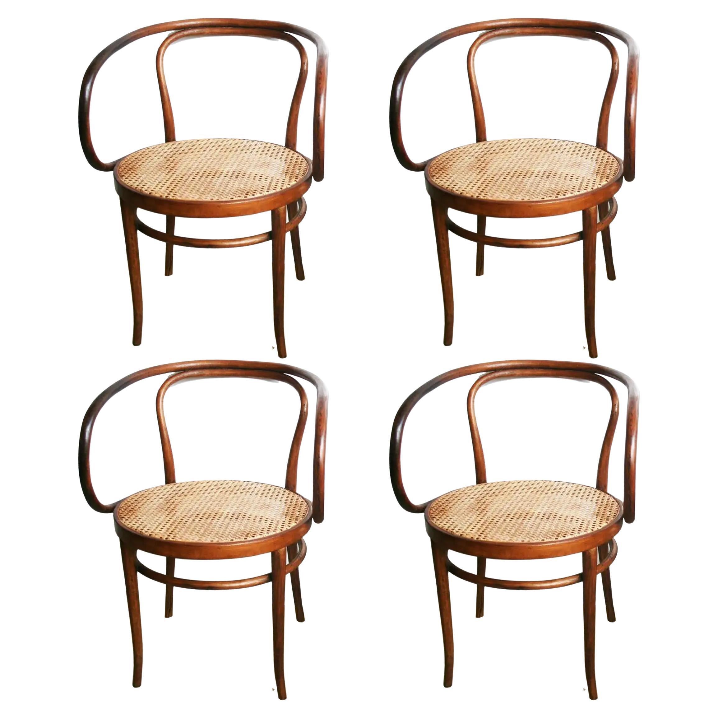Four Chairs or Archairs  After Thonet  Midcentury  209, Brown Bentwood, 1950s