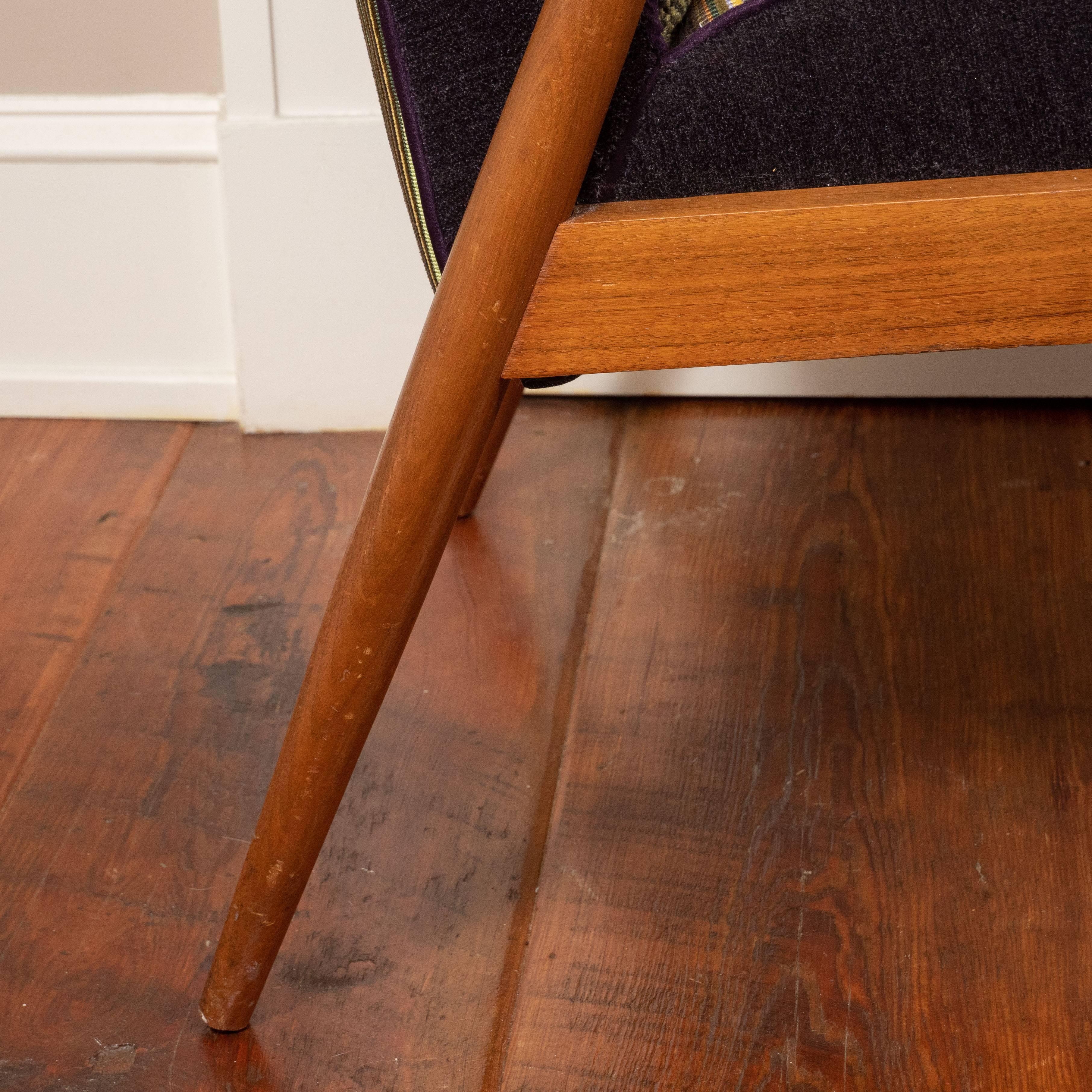 Midcentury Chair and Footstool with New Upholstery 1