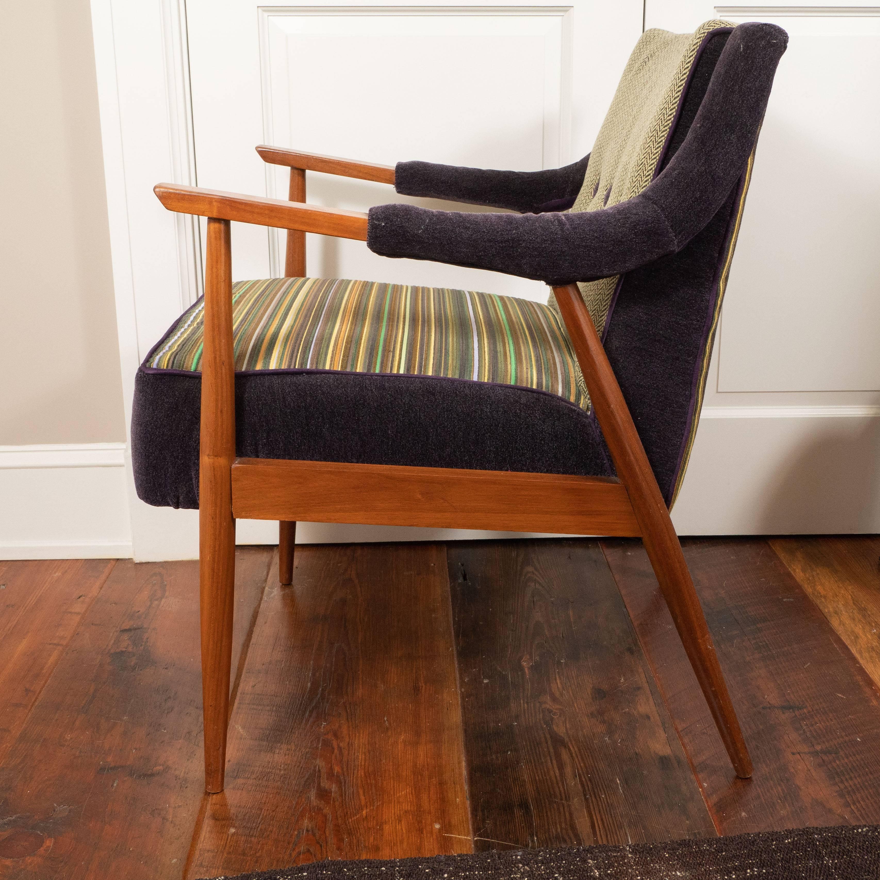 Midcentury Chair and Footstool with New Upholstery 3