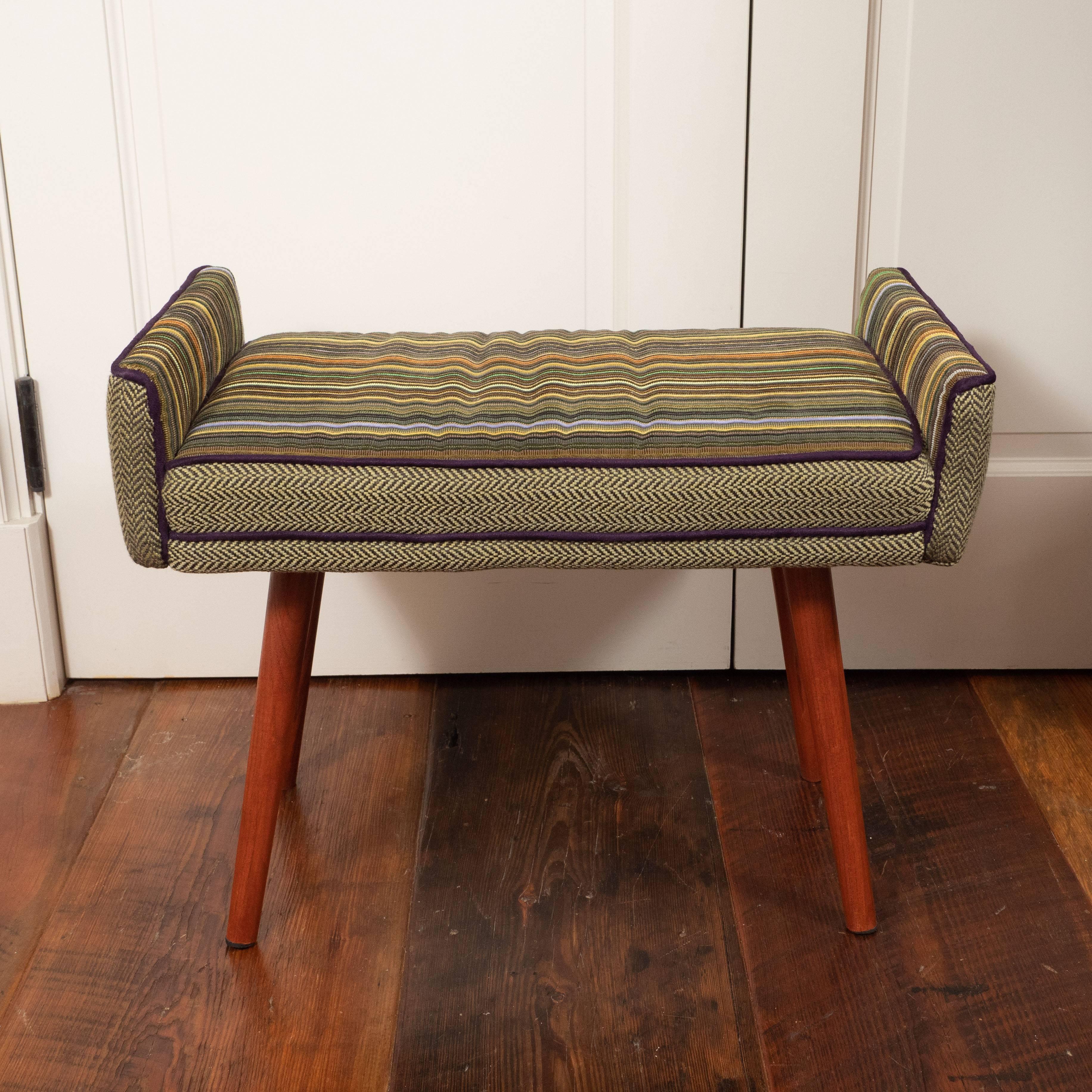 Midcentury Chair and Footstool with New Upholstery 4