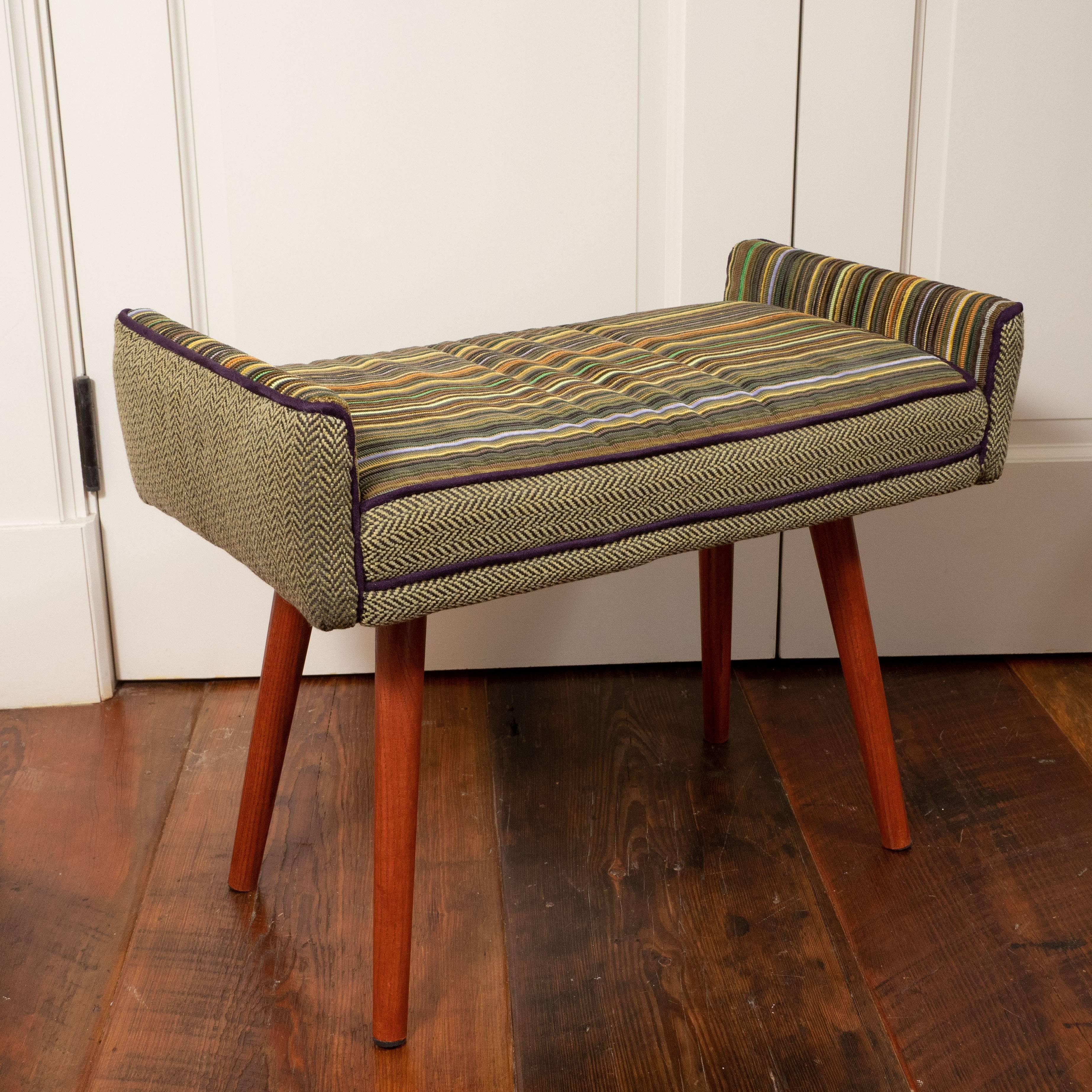 Midcentury Chair and Footstool with New Upholstery 5