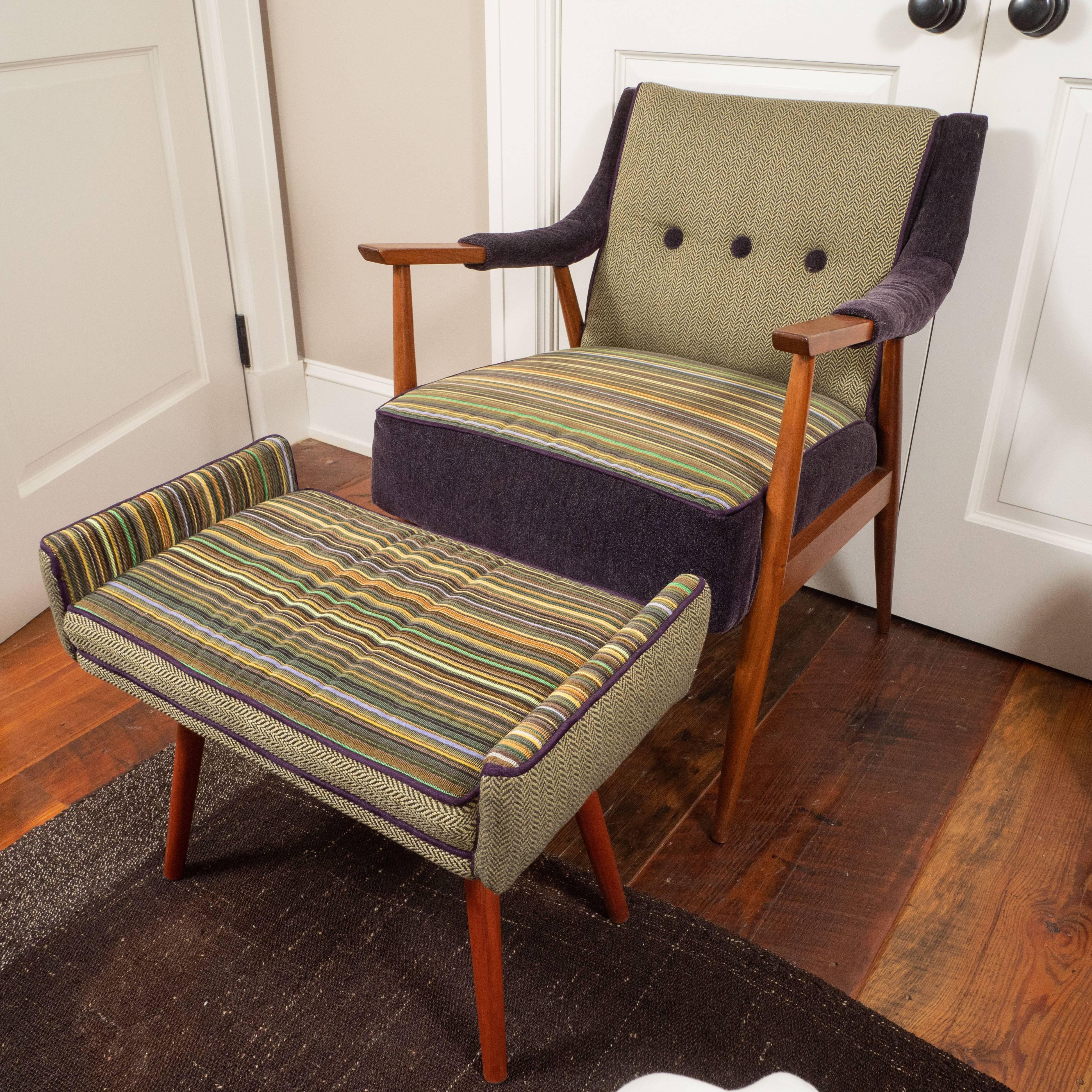 mid century chair and footstool