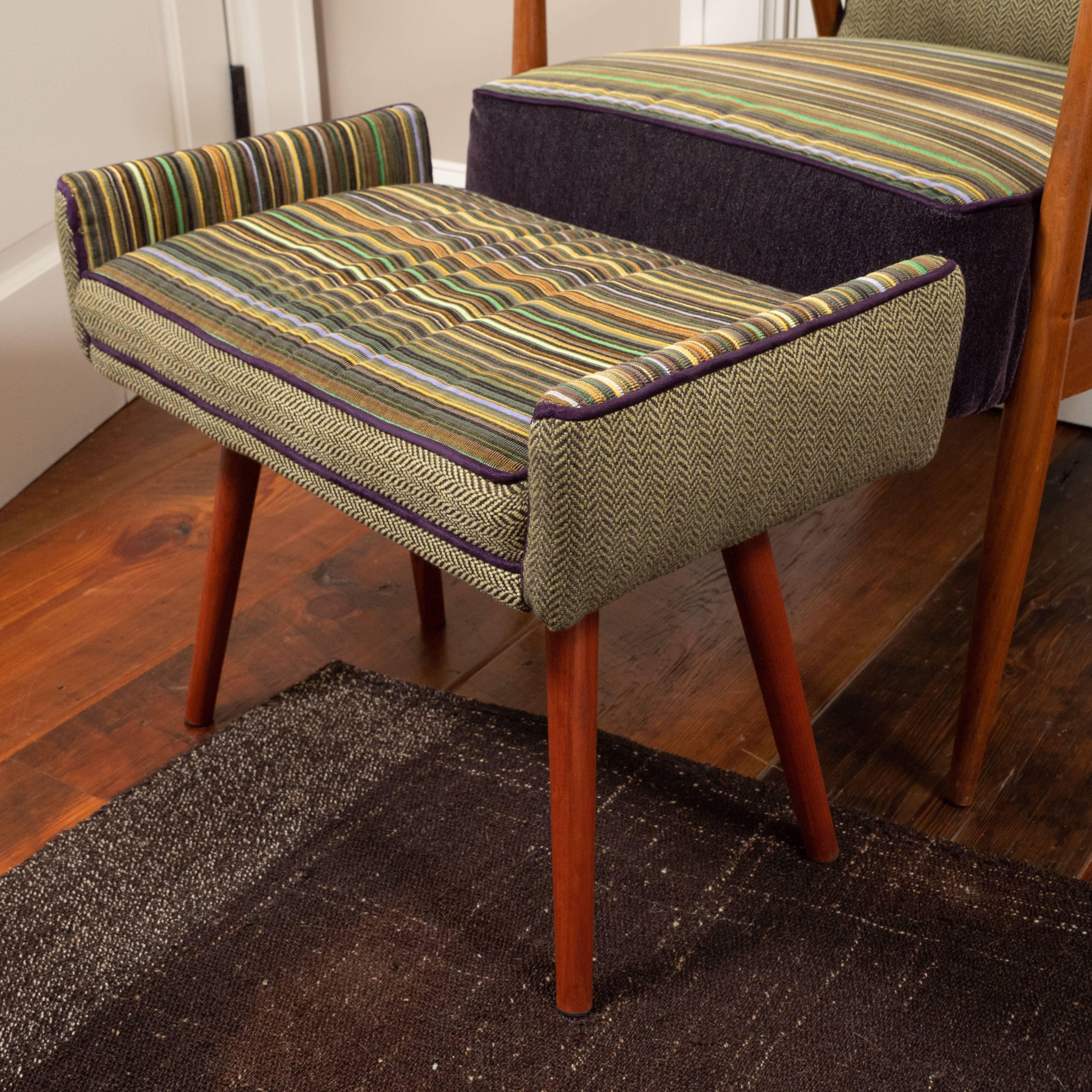 mid century modern chair and footstool