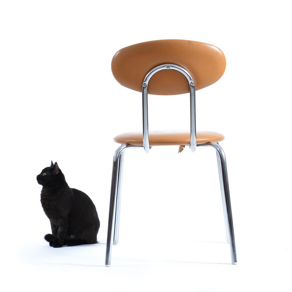 Midcentury Chair By Kovona In Faux Leather And Chrome, Czechoslovakia 1970s For Sale 5