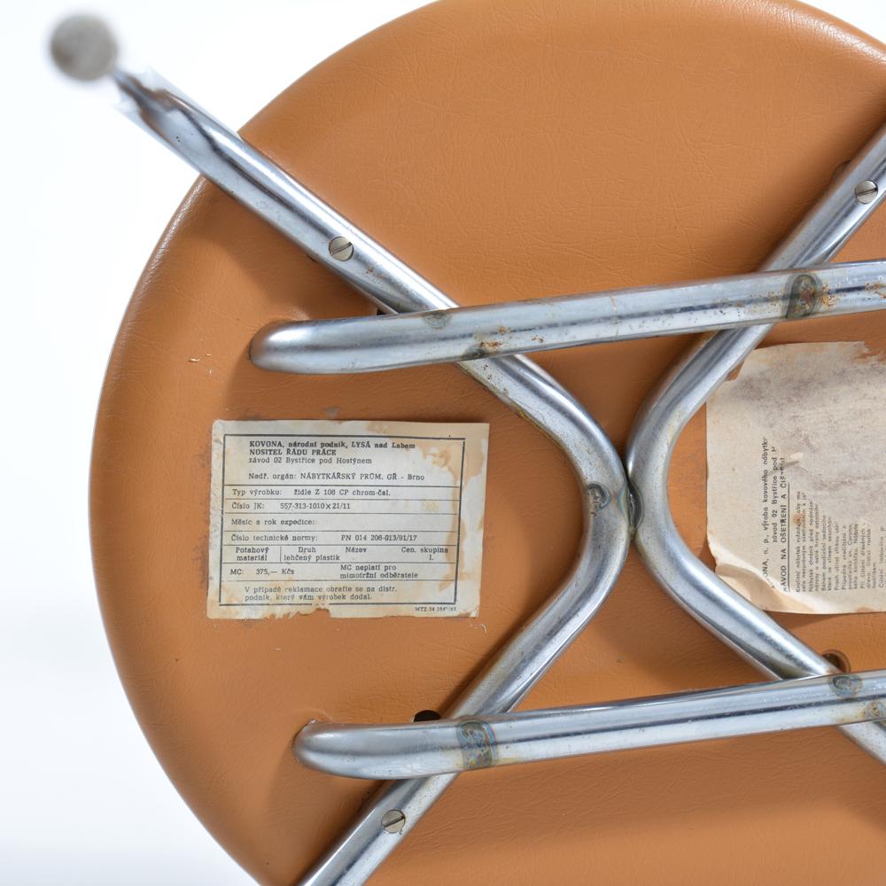 Midcentury Chair By Kovona In Faux Leather And Chrome, Czechoslovakia 1970s For Sale 7