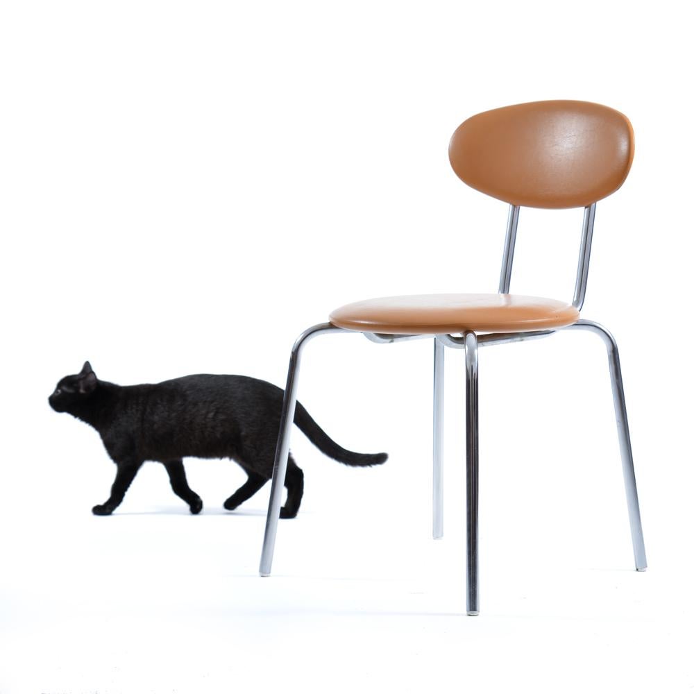 Midcentury Chair By Kovona In Faux Leather And Chrome, Czechoslovakia 1970s In Excellent Condition For Sale In Zohor, SK