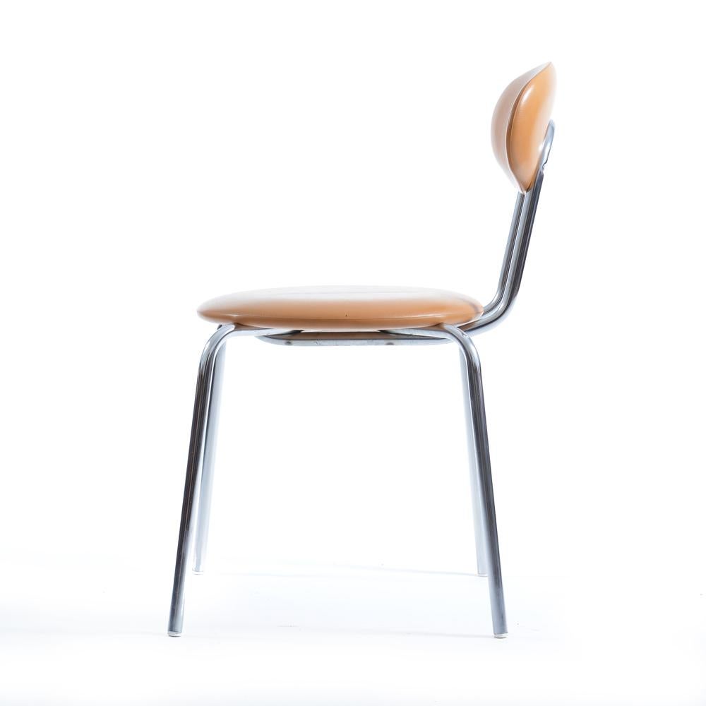 Late 20th Century Midcentury Chair By Kovona In Faux Leather And Chrome, Czechoslovakia 1970s For Sale