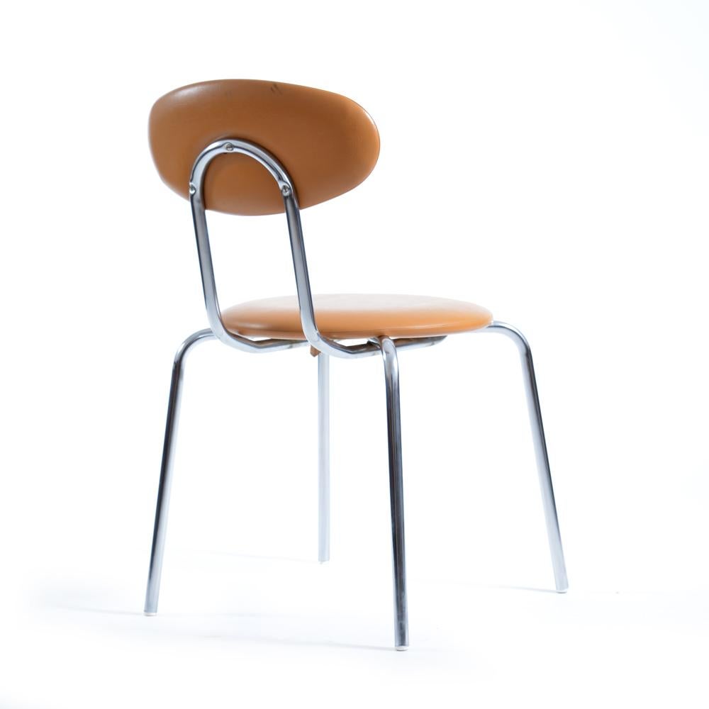 Midcentury Chair By Kovona In Faux Leather And Chrome, Czechoslovakia 1970s For Sale 1