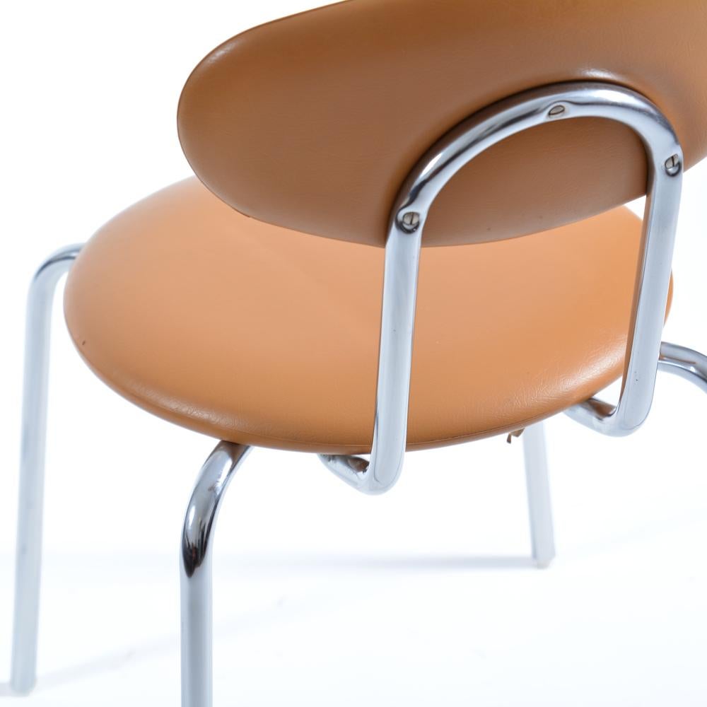 Midcentury Chair By Kovona In Faux Leather And Chrome, Czechoslovakia 1970s For Sale 3