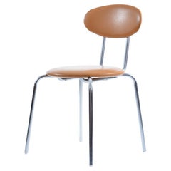Midcentury Chair By Kovona In Faux Leather And Chrome, Czechoslovakia 1970s