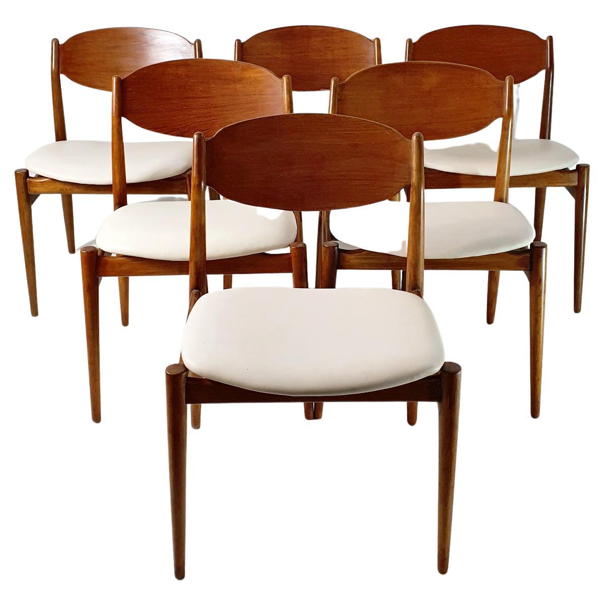 Midcentury Chairs in Teak and Leather by Leonardo Fiori for ISA Bergamo Italy