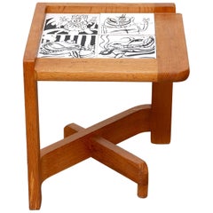 Vintage Midcentury Chambron Style Wood Corner or Side Table