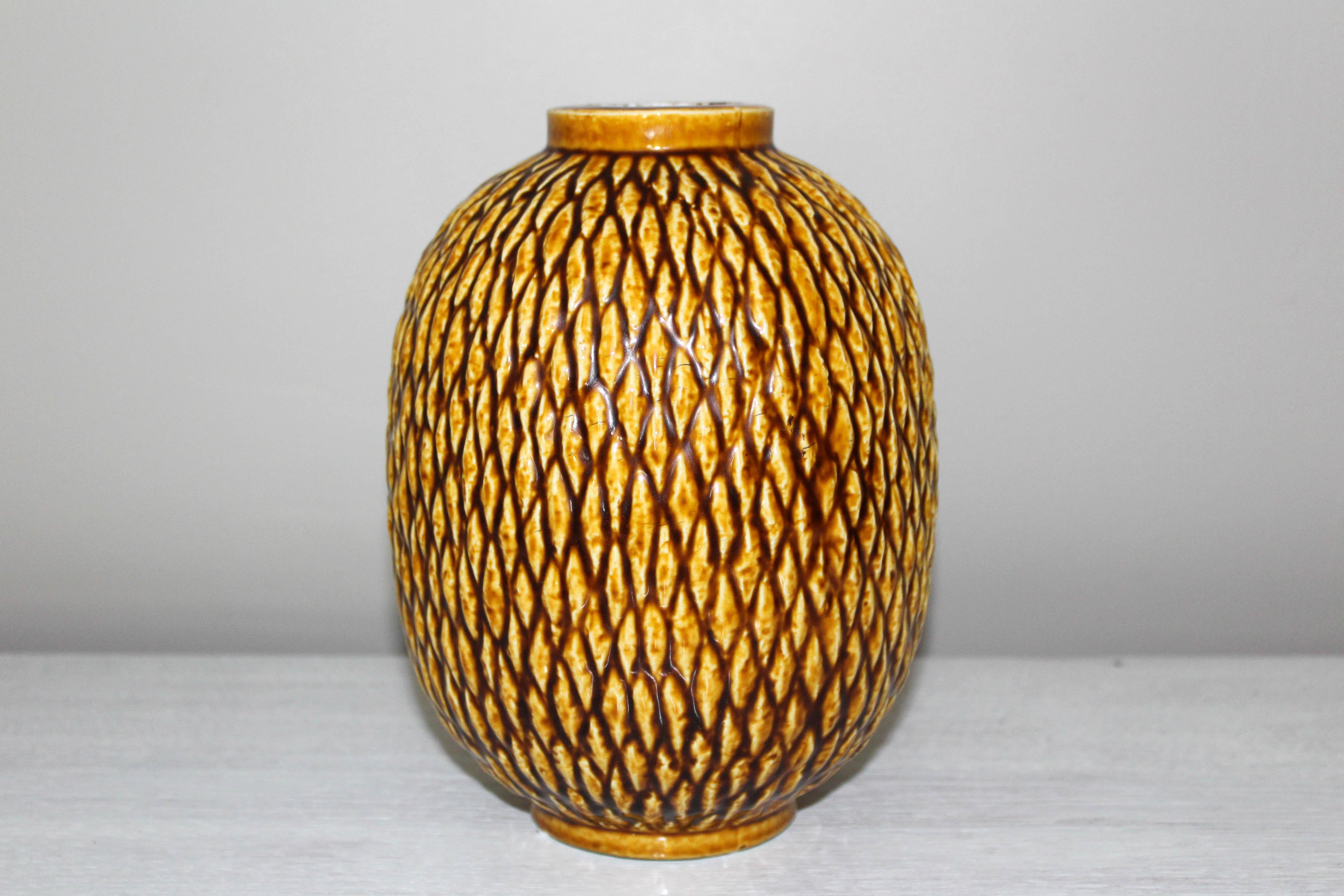 Midcentury Chamotte Vase by Gunnar Nylund for Rörstrand In Good Condition For Sale In Malmo, SE