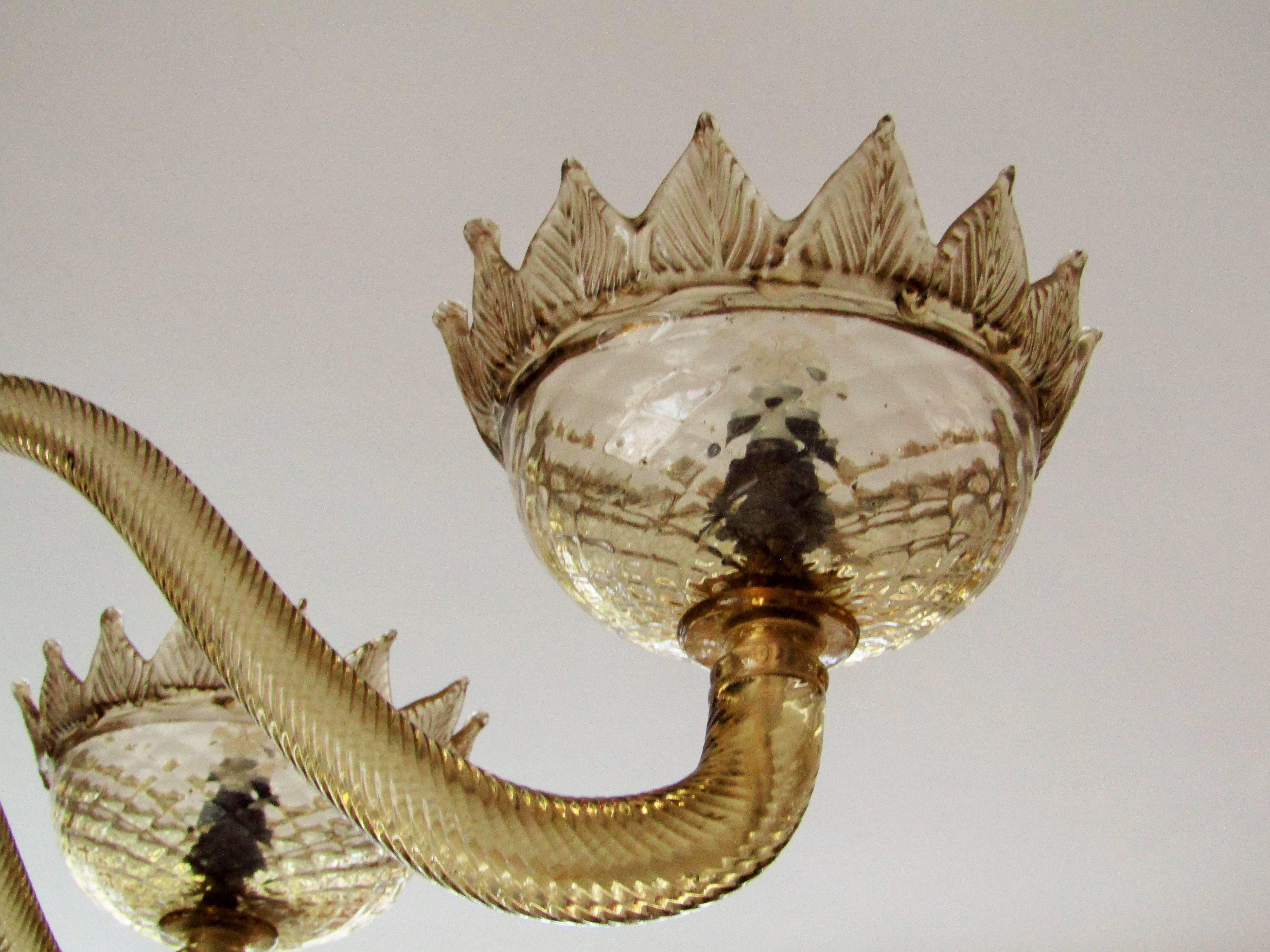 Midcentury chandelier by Barovier & Toso, Murano, 1950. Smoked glass. original condition.

 