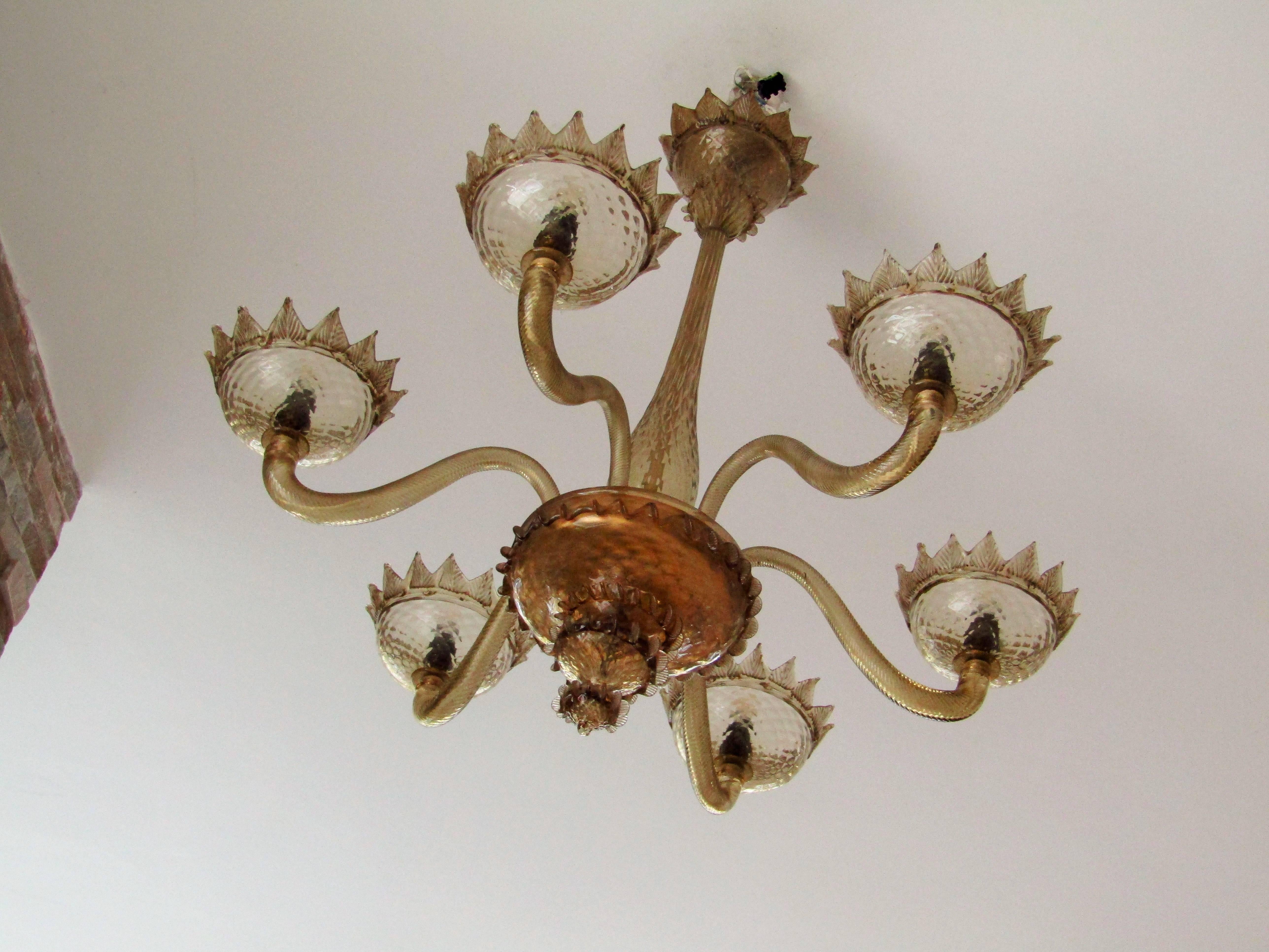 Midcentury Chandelier by Barovier & Toso, Murano, 1950 1