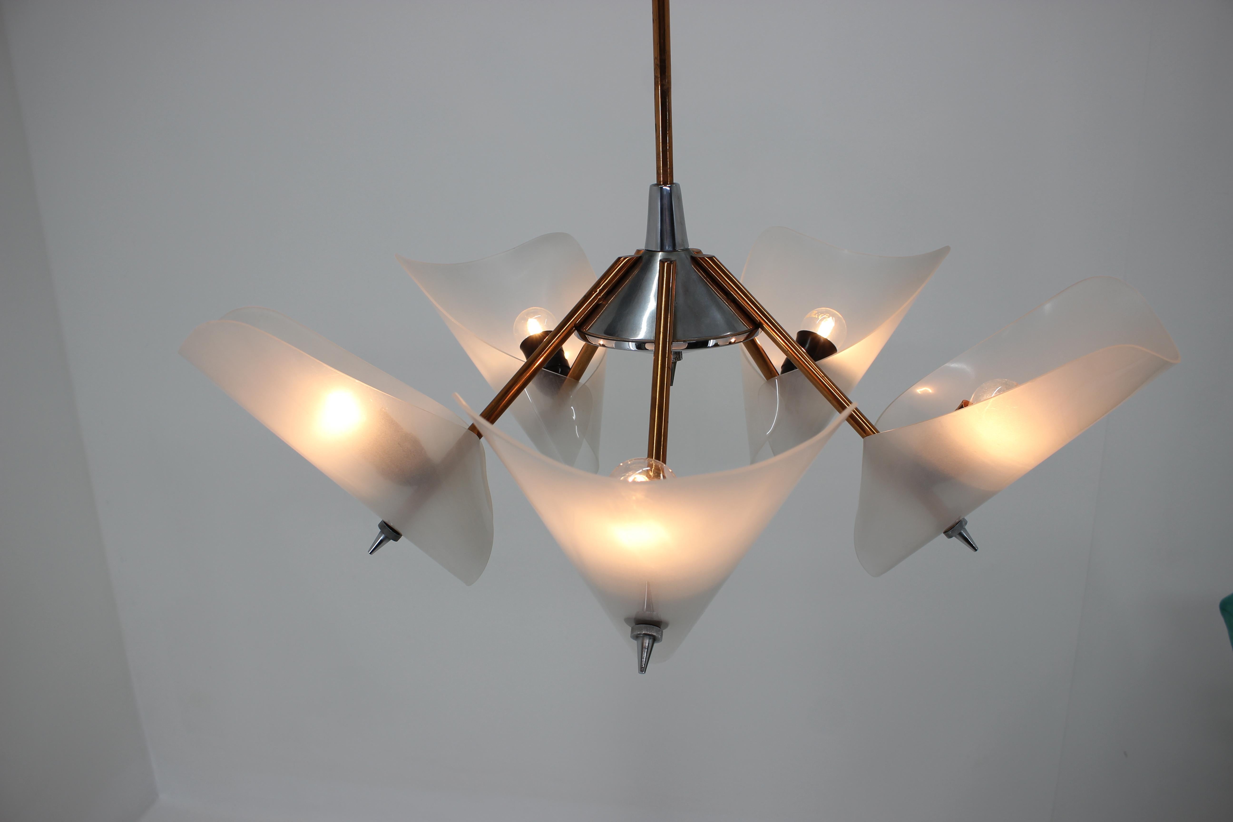 Midcentury Chandelier by Drukov, 1960s For Sale 4