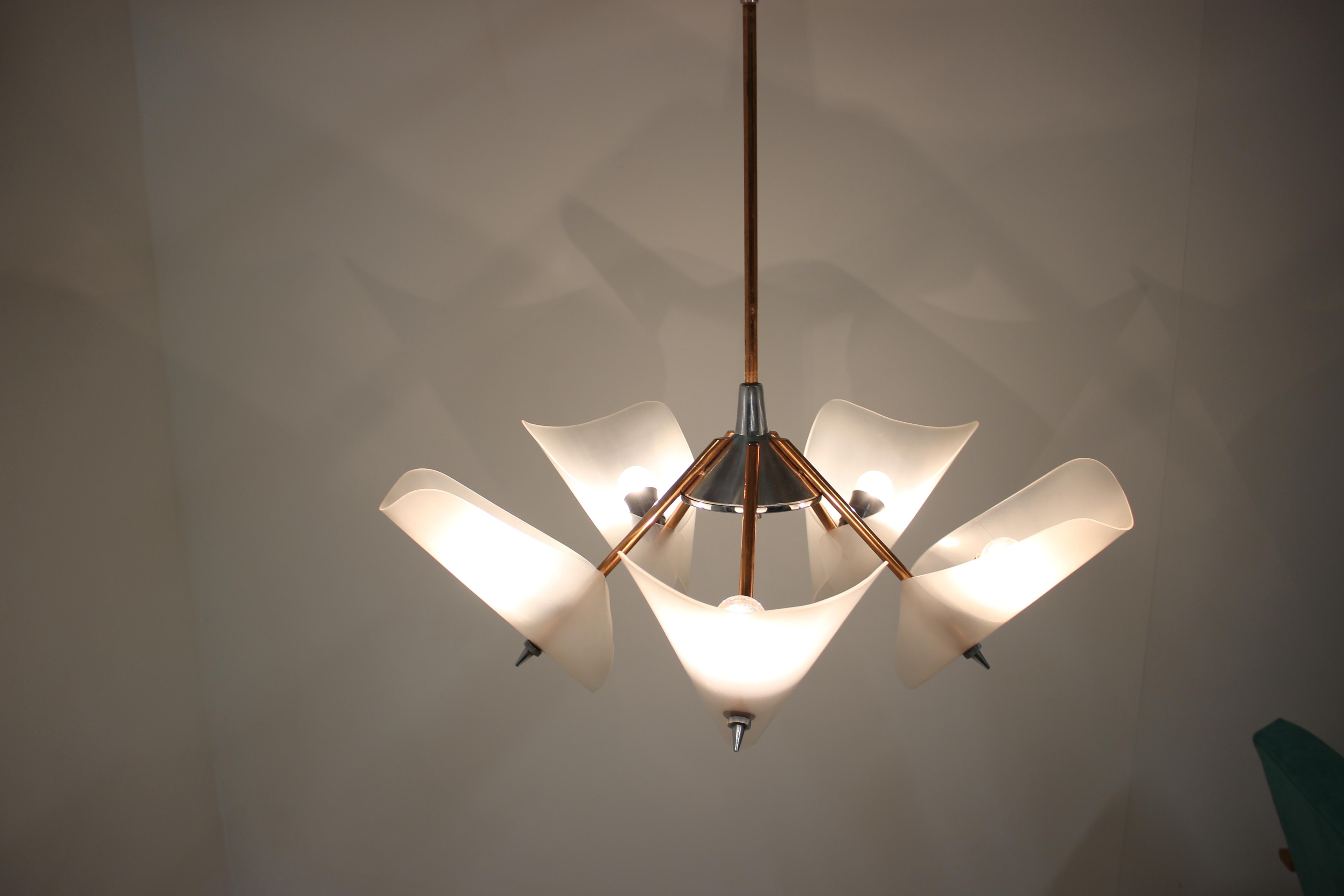 Space Age Midcentury Chandelier by Drukov, 1960s For Sale