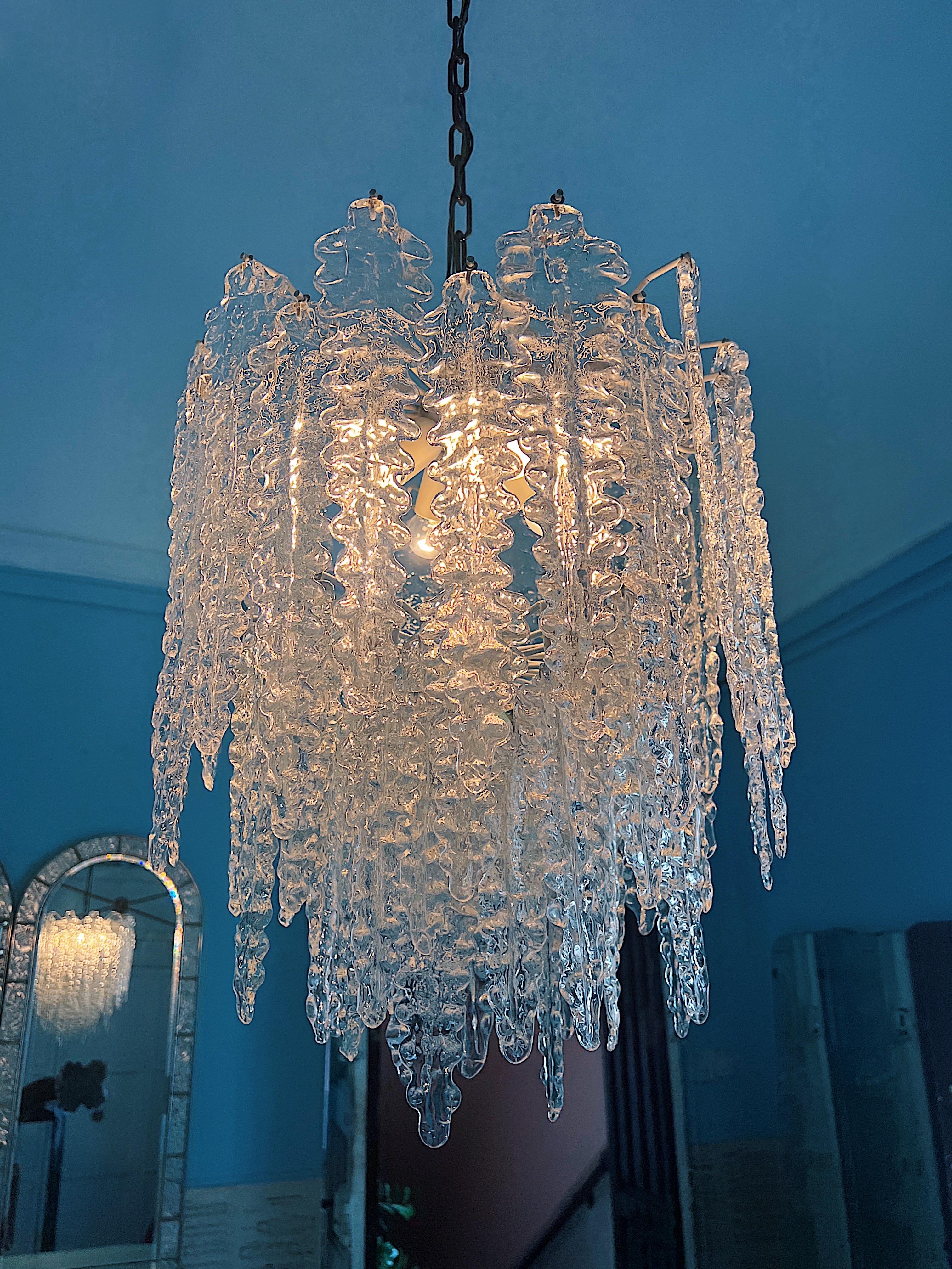 Midcentury Chandelier by Venini, 1960s from the Alga Series For Sale 3