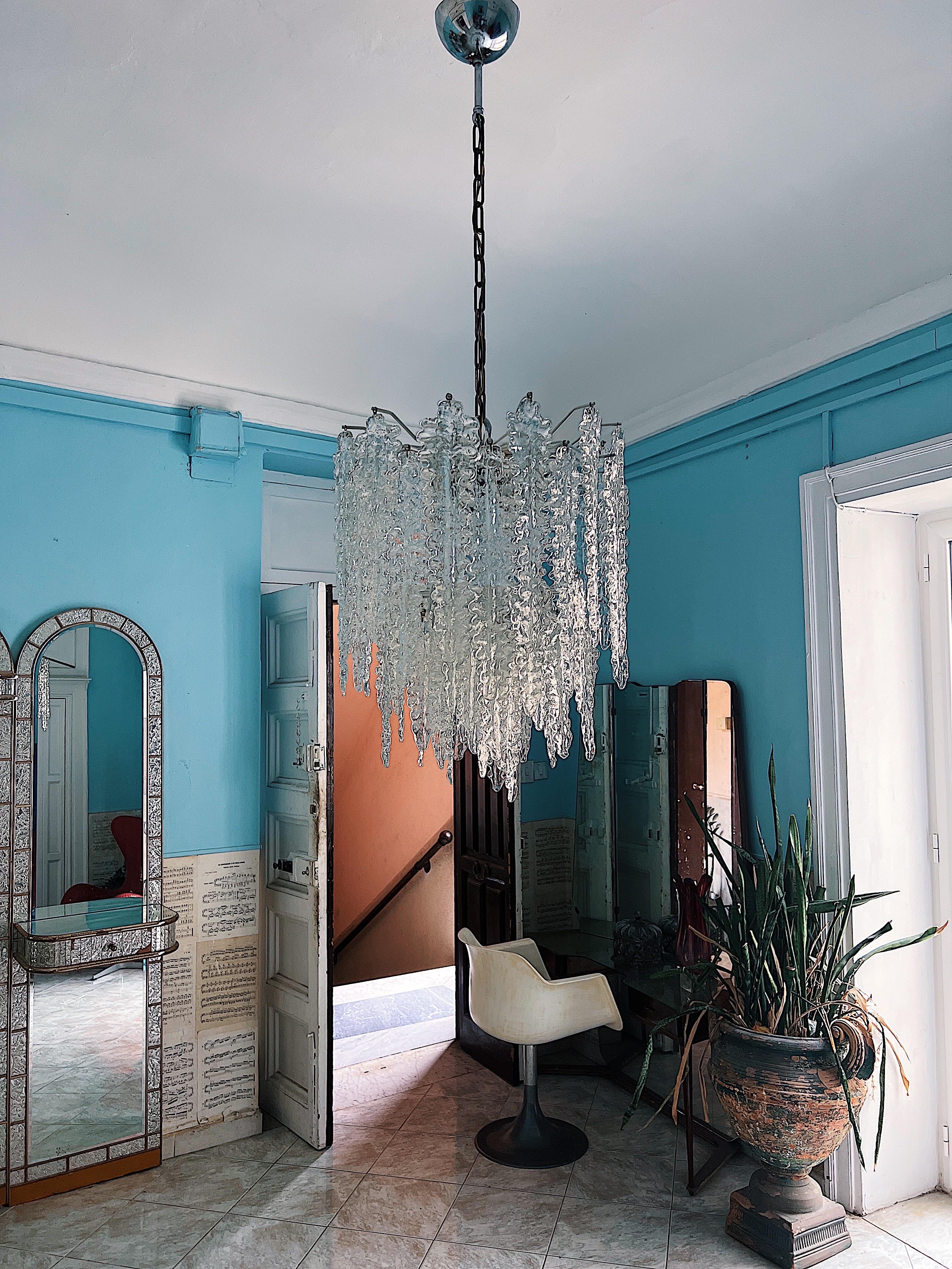 20th Century Midcentury Chandelier by Venini, 1960s from the Alga Series For Sale