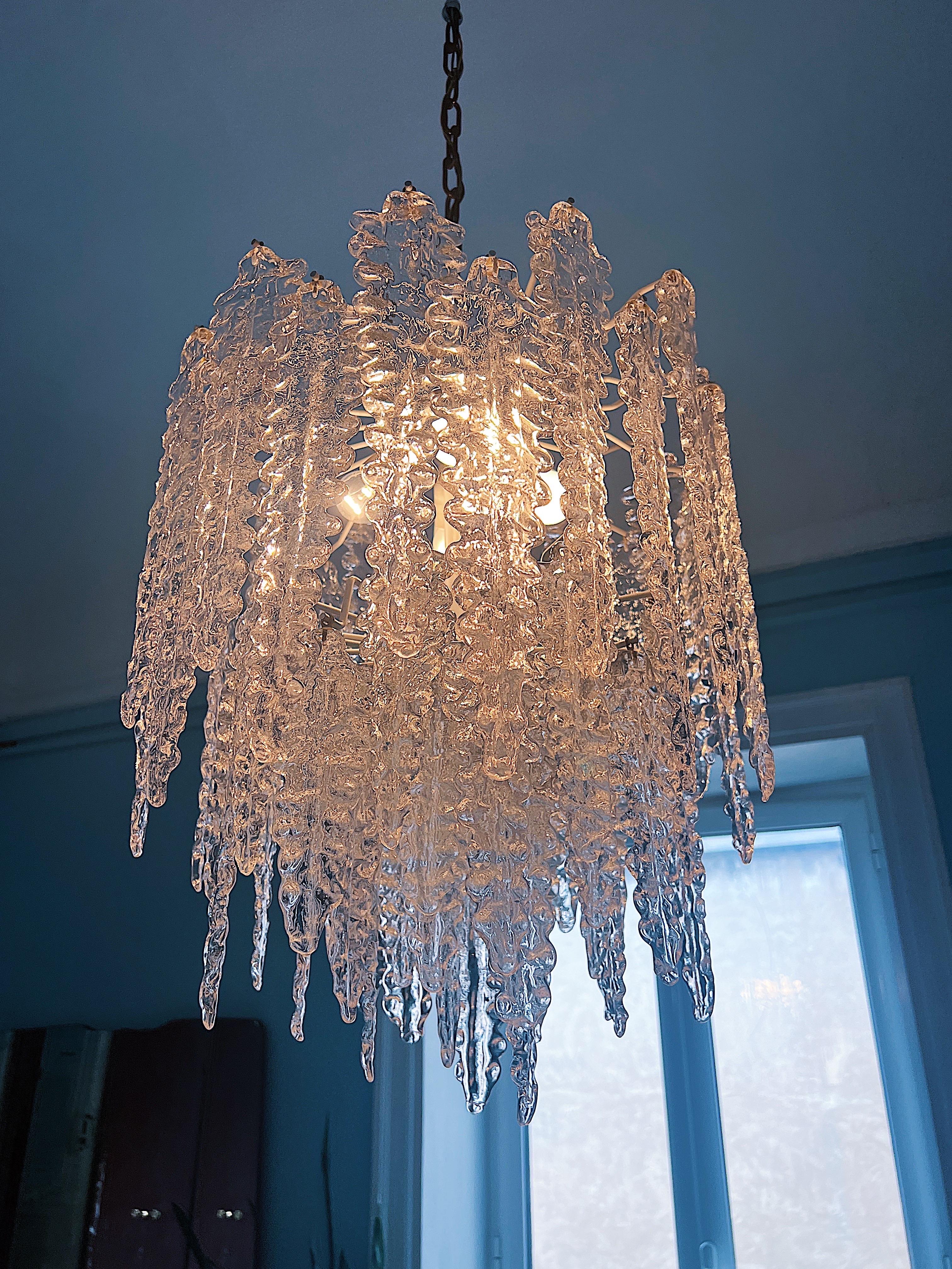 Midcentury Chandelier by Venini, 1960s from the Alga Series For Sale 1