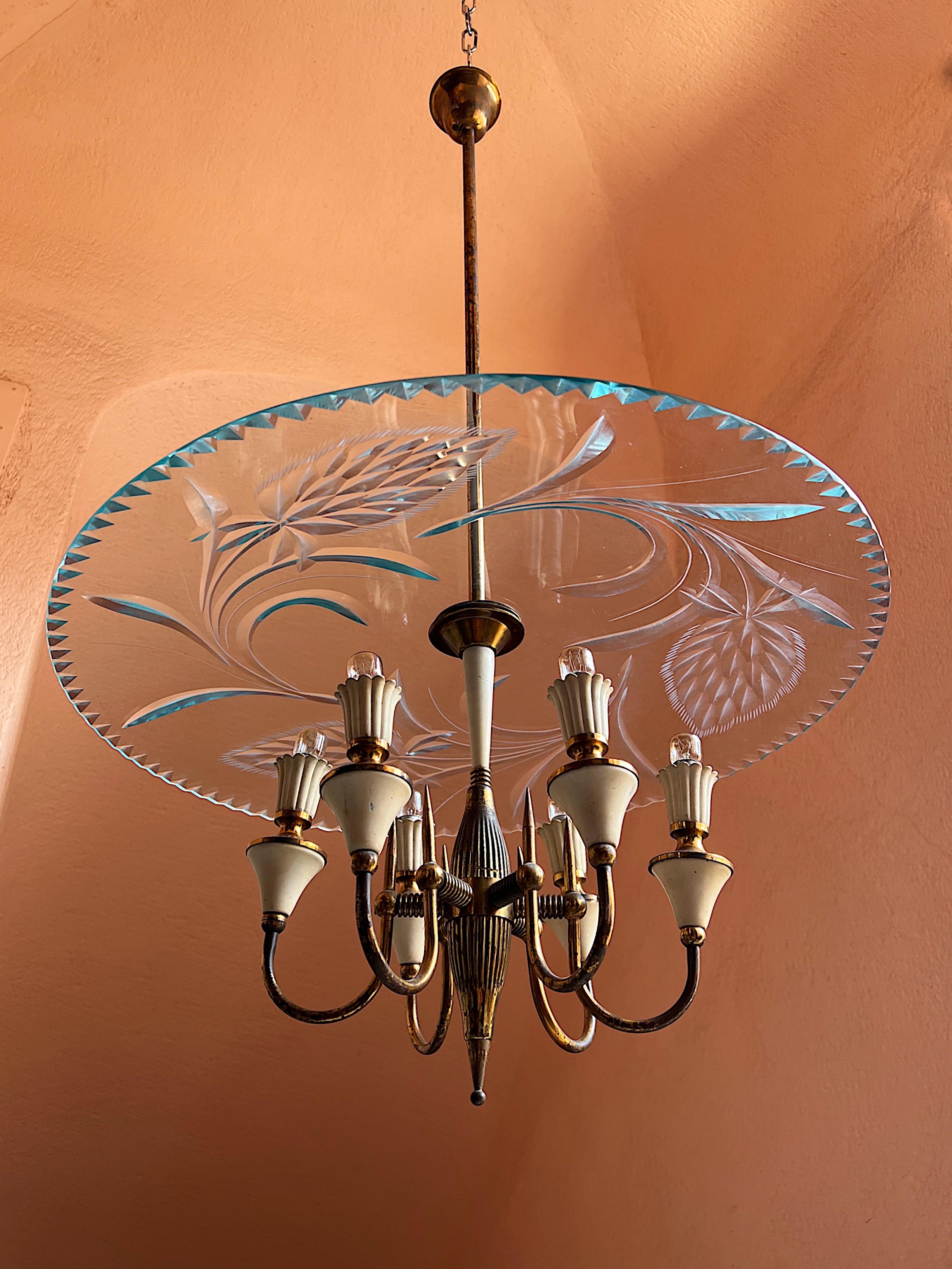Midcentury Chandelier Designed by Pietro Chiesa, Italy, 1940s For Sale 4