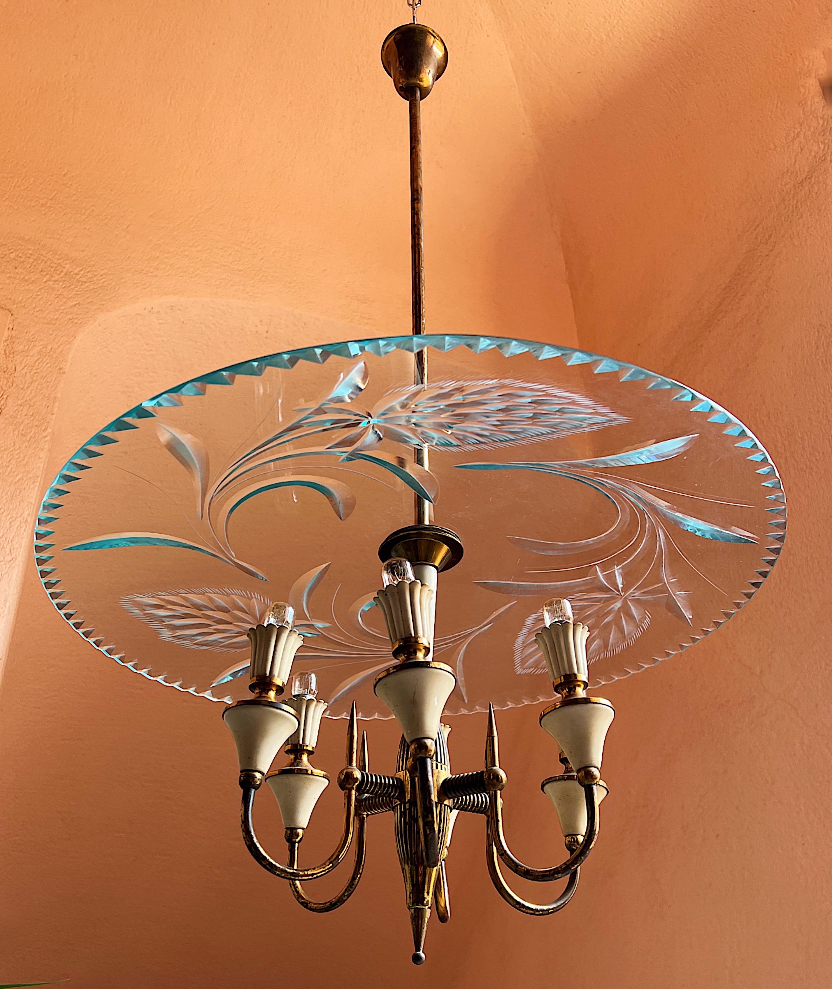 Midcentury Chandelier Designed by Pietro Chiesa, Italy, 1940s For Sale 6
