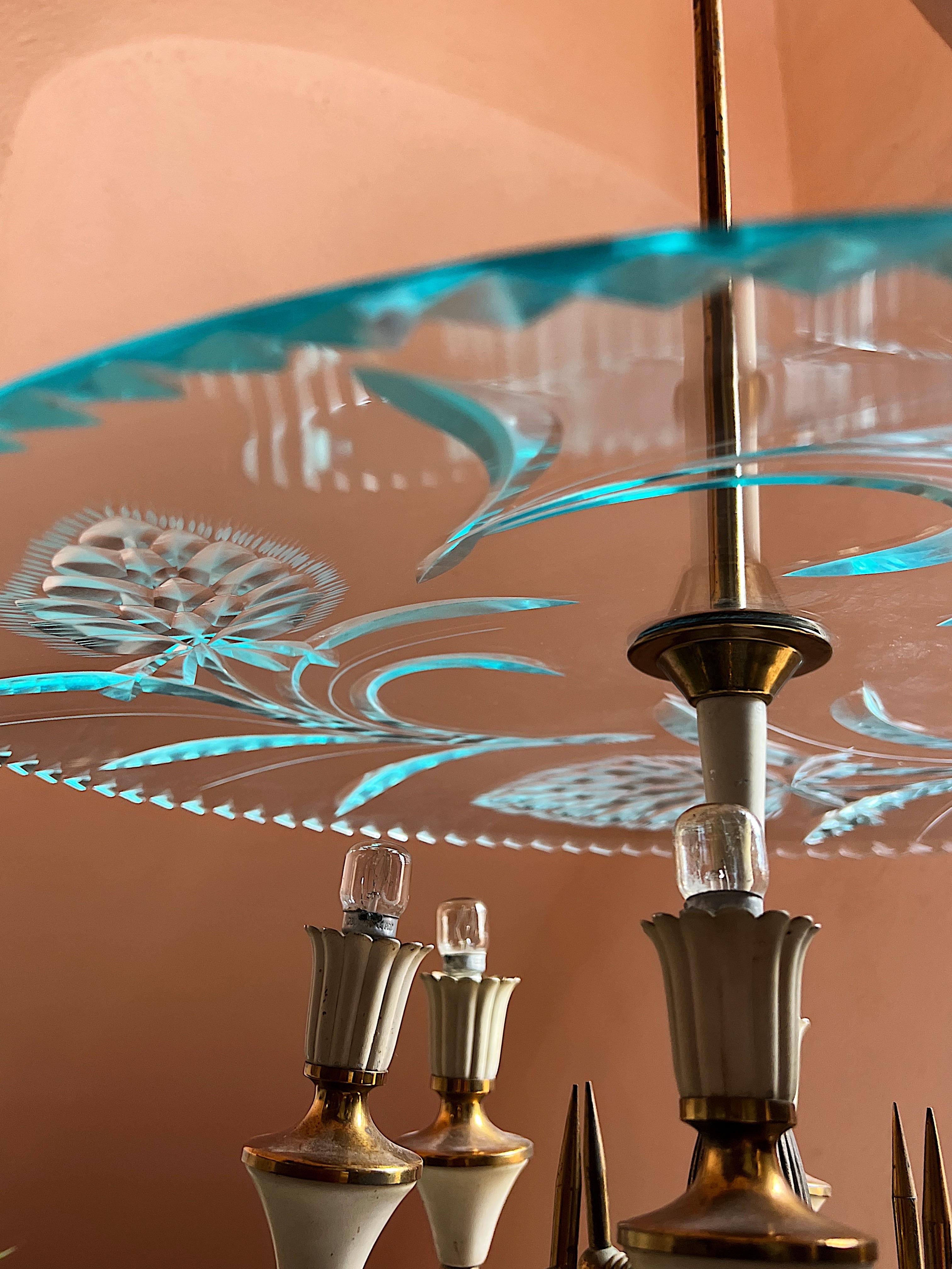 Italian Midcentury Chandelier Designed by Pietro Chiesa, Italy, 1940s For Sale