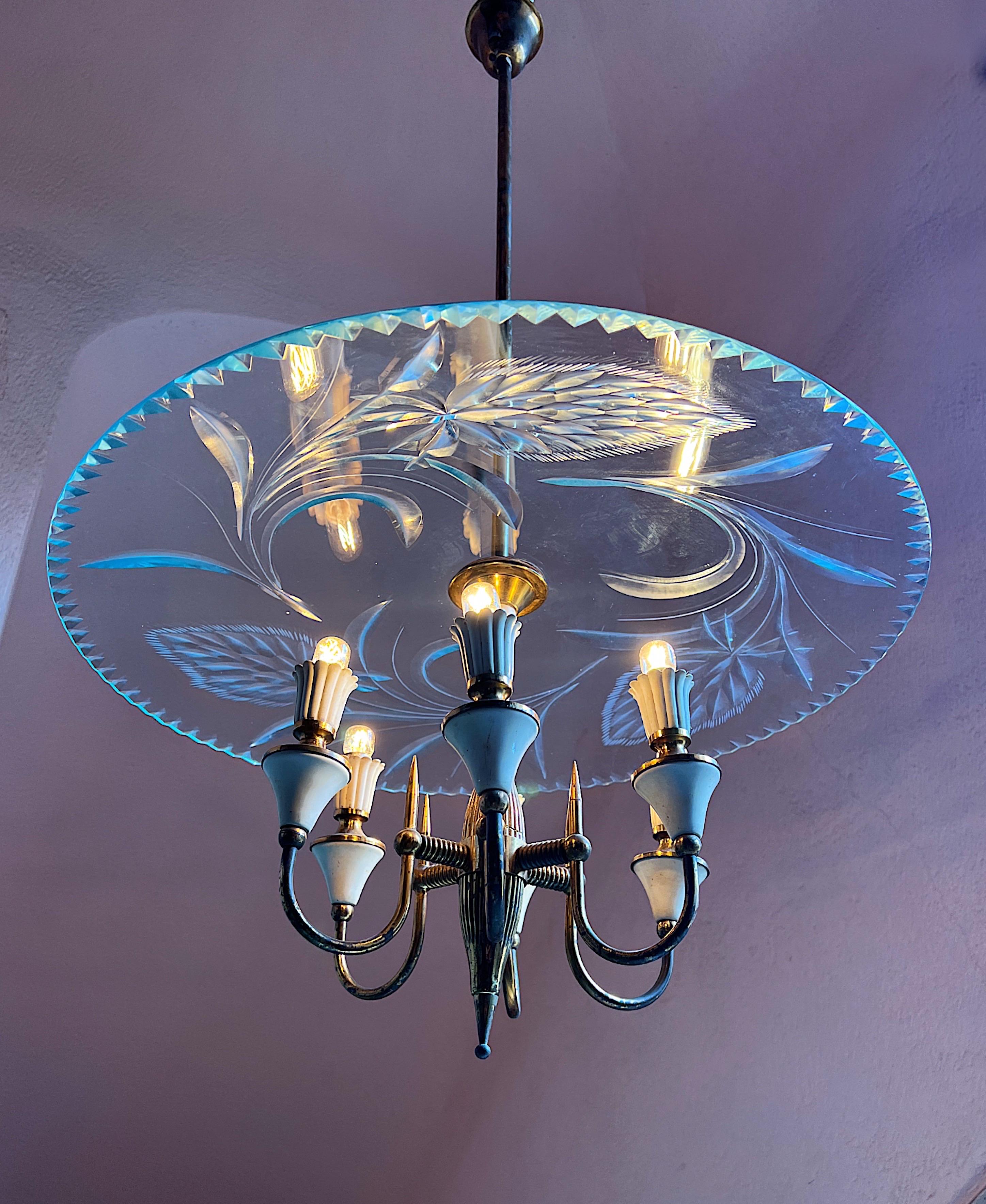 Midcentury Chandelier Designed by Pietro Chiesa, Italy, 1940s For Sale 1