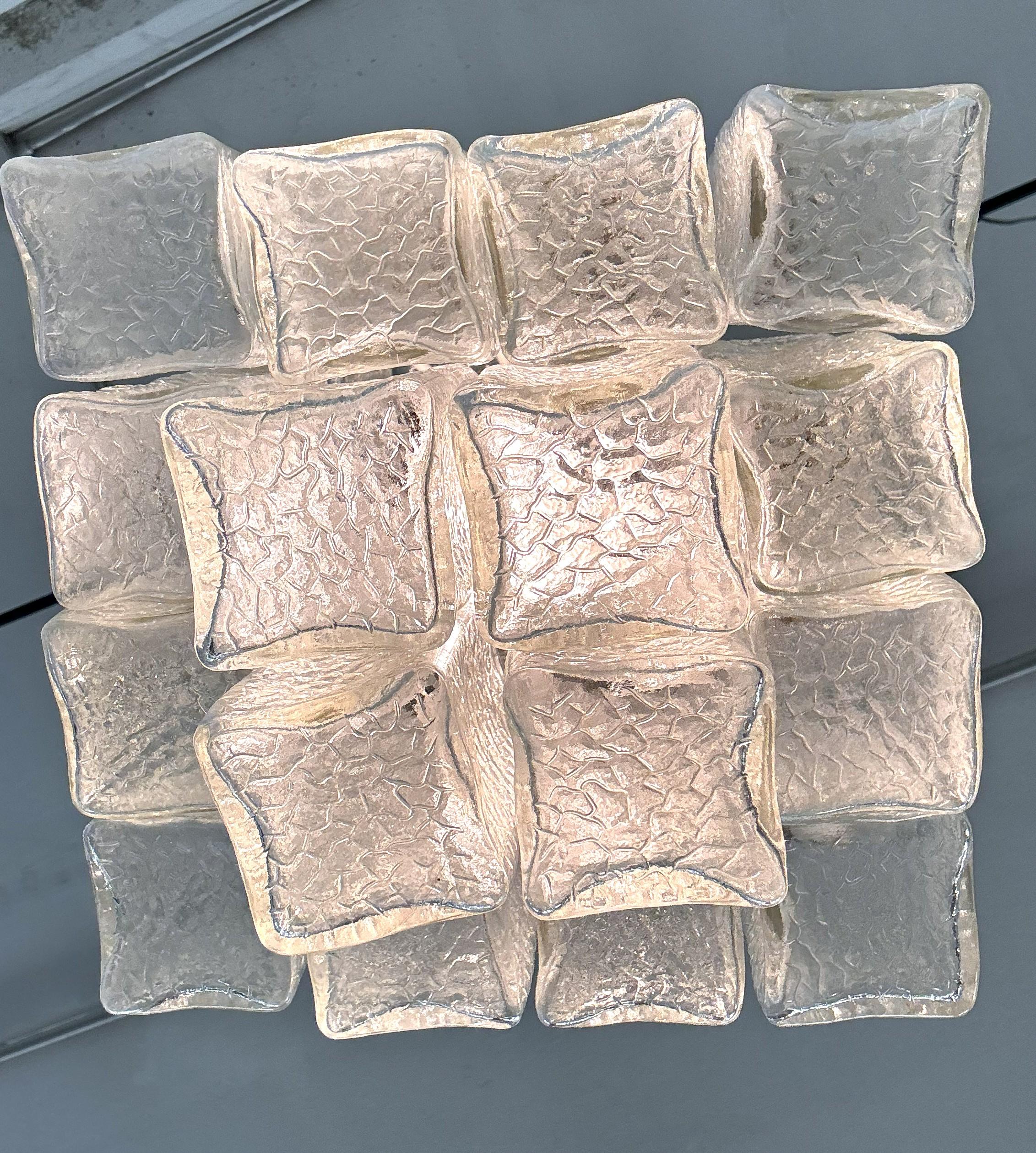 Lampadario di metà secolo in cromo e vetro testurizzato di Swiss BAG TURGI, anni '60 in vendita 5