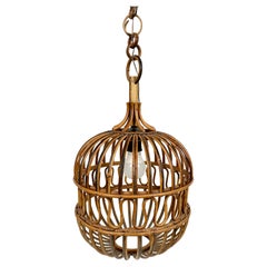 Midcentury Chandelier in Rattan and Bamboo, Italy, 1960s
