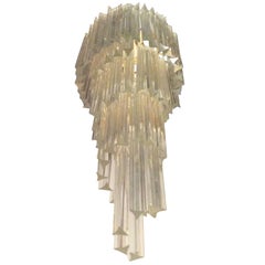 Midcentury Chandelier Murano Crystal Spiral