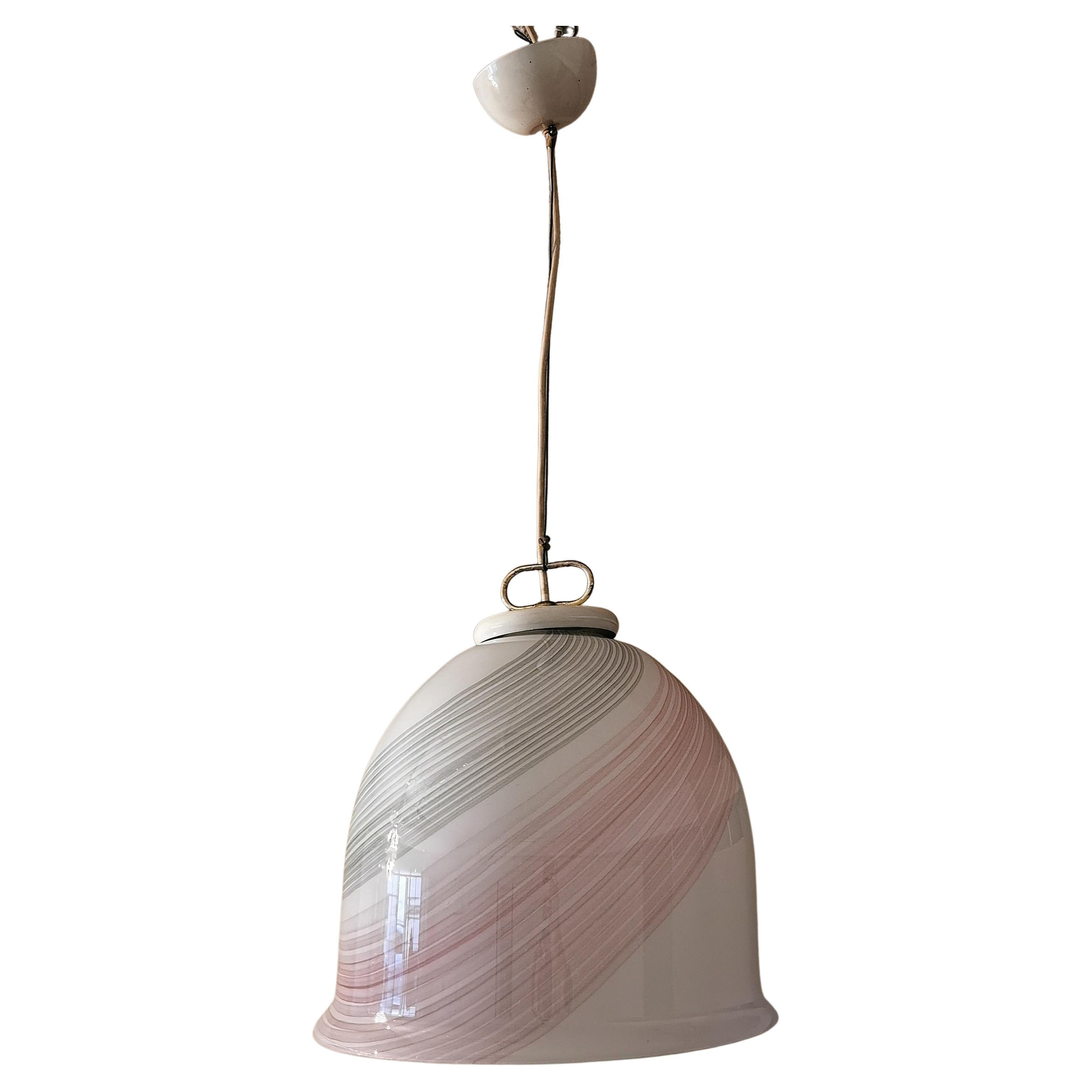 Midcentury Chandelier Pendant Suspension Murano Glass Metal Italian Design 1970s