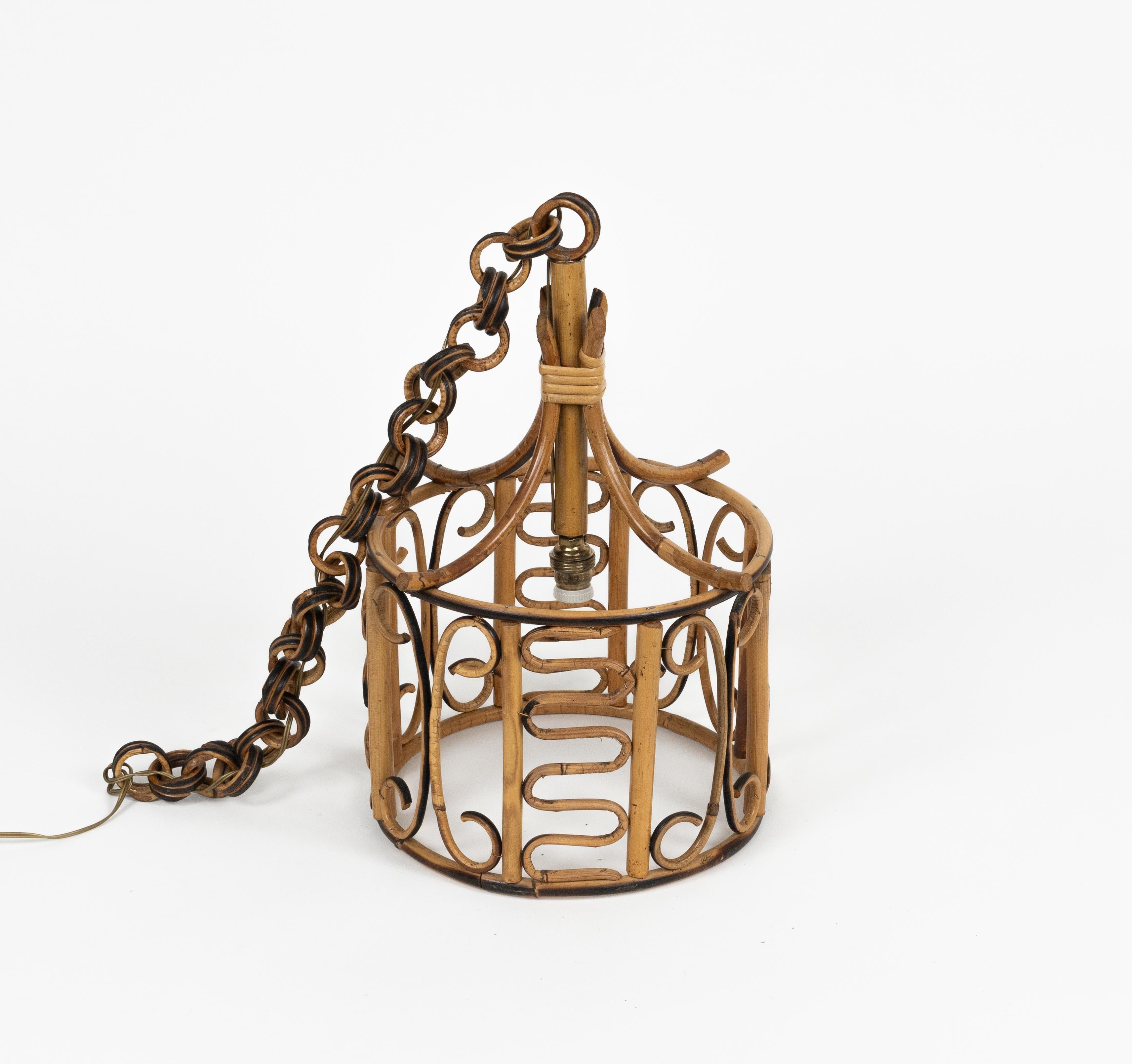 Mid-Century-Kronleuchter aus Rattan und Bambus im Franco Albini-Stil, Italien 1960er Jahre im Angebot 4