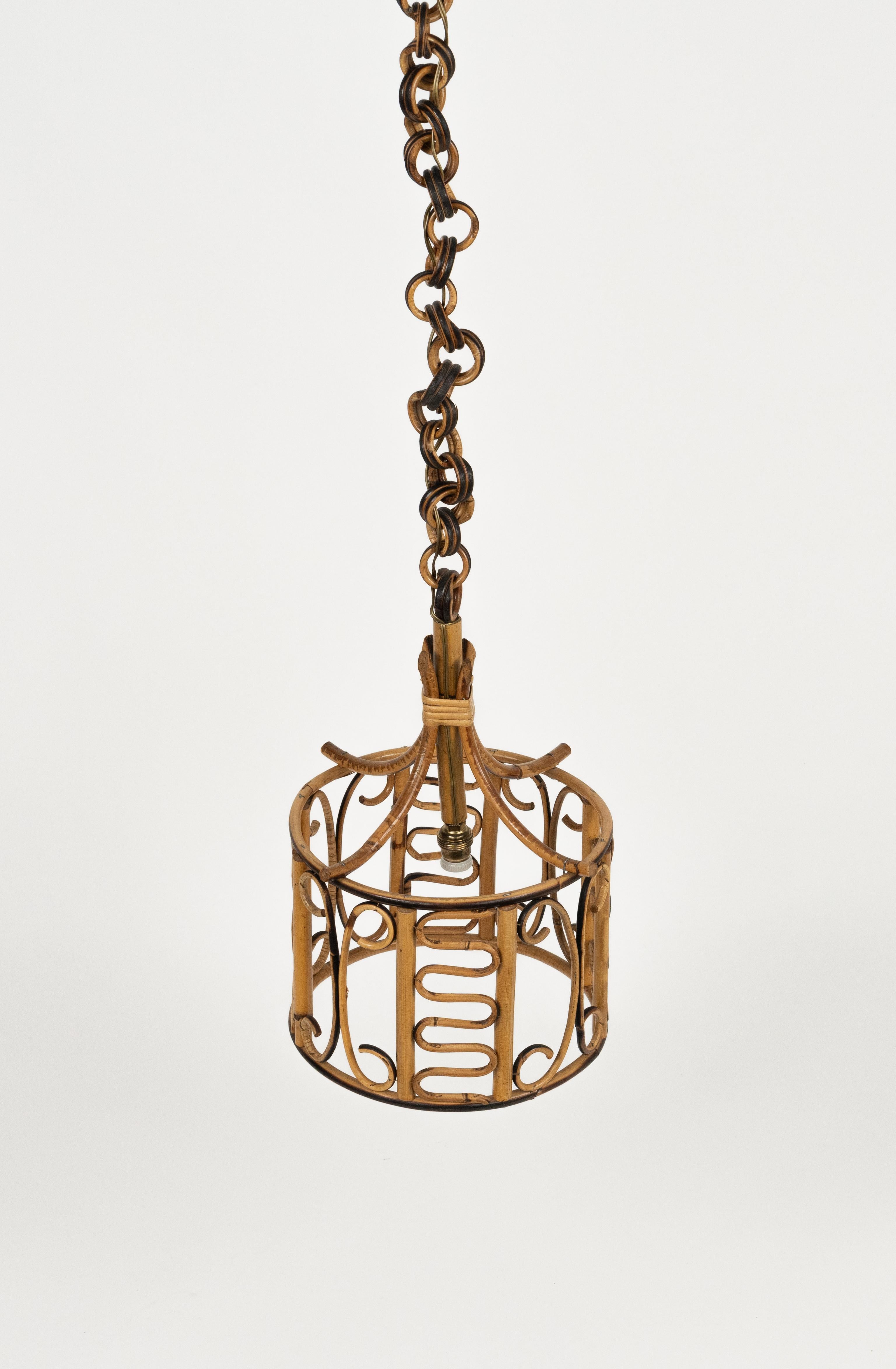Mid-Century-Kronleuchter aus Rattan und Bambus im Franco Albini-Stil, Italien 1960er Jahre im Zustand „Gut“ im Angebot in Rome, IT