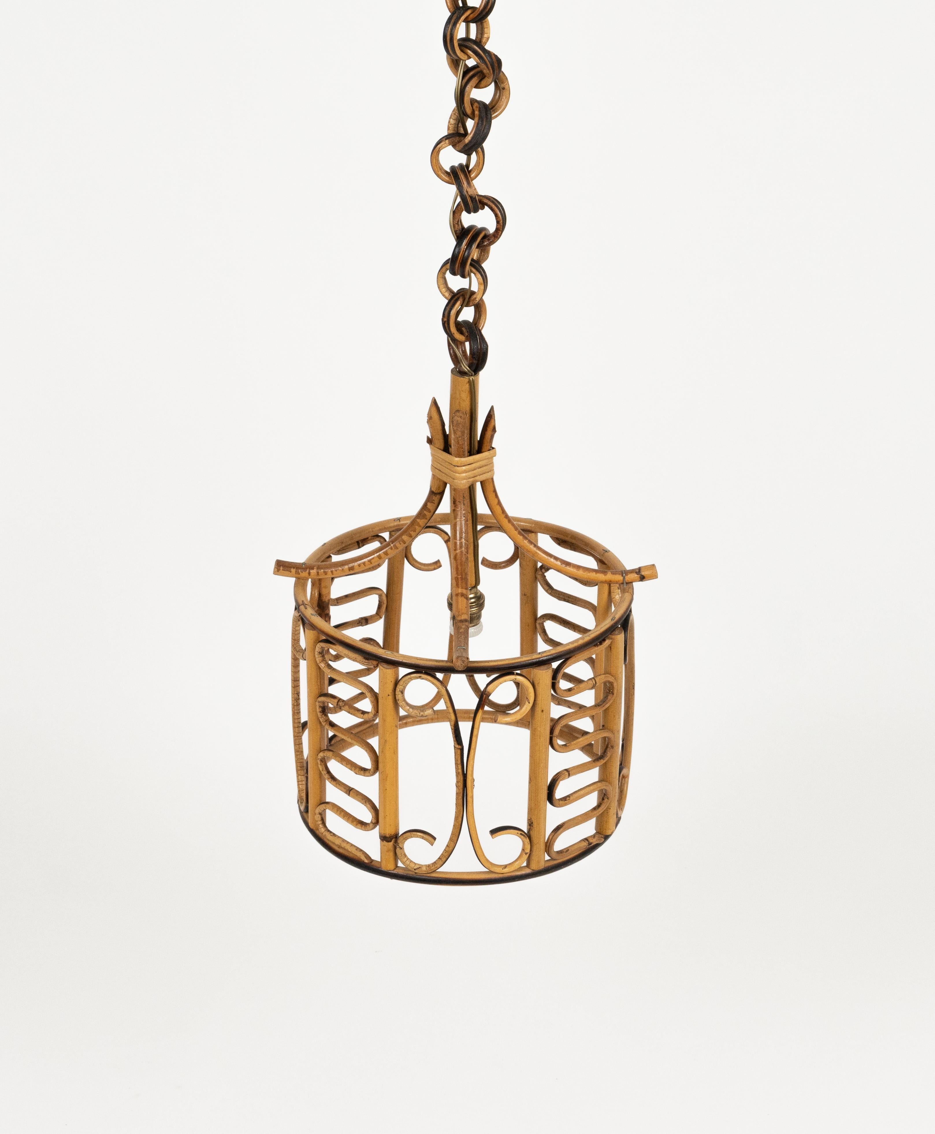 Mid-Century-Kronleuchter aus Rattan und Bambus im Franco Albini-Stil, Italien 1960er Jahre im Angebot 2