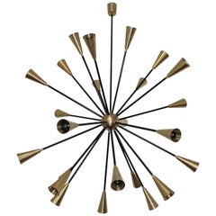 Midcentury Chandelier "Sputnik" Brass Stilnovo Era Midcentury Chandelier "Sputnik" Brass Stilnovo Era