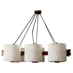 Lampadario di metà secolo in teak e resina, Danimarca, 1960
